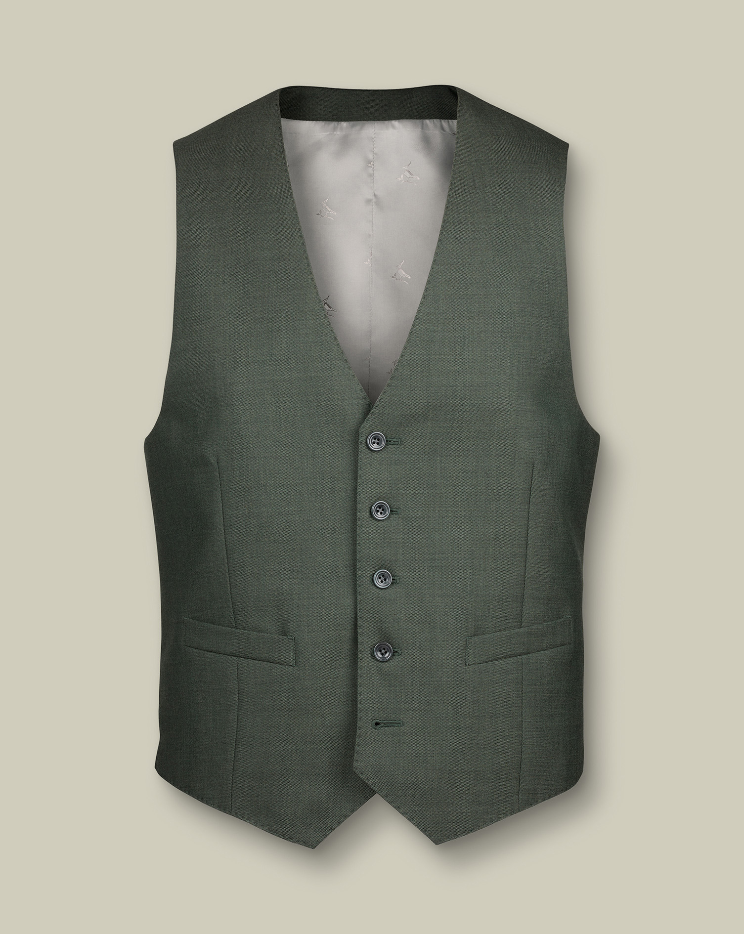 Men's Ultimate Performance Sharkskin Waistcoat â Sage Green, w46 by Charles Tyrwhitt