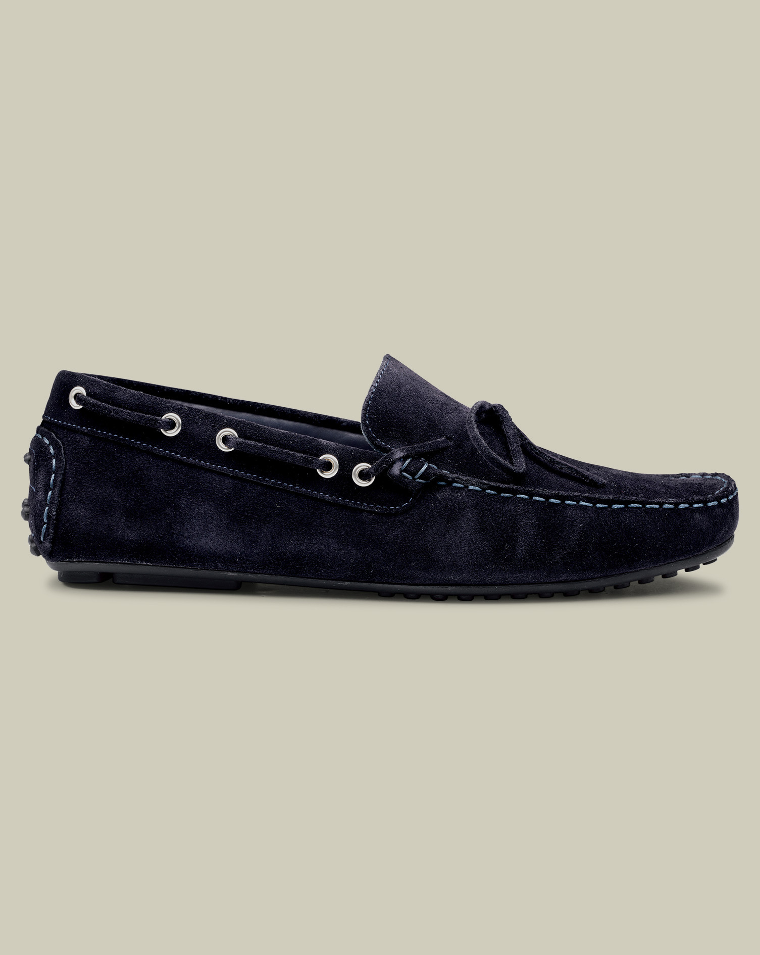 Men's Charles Tyrwhitt Suede Moccasins - Navy Blue Size 12 Leather