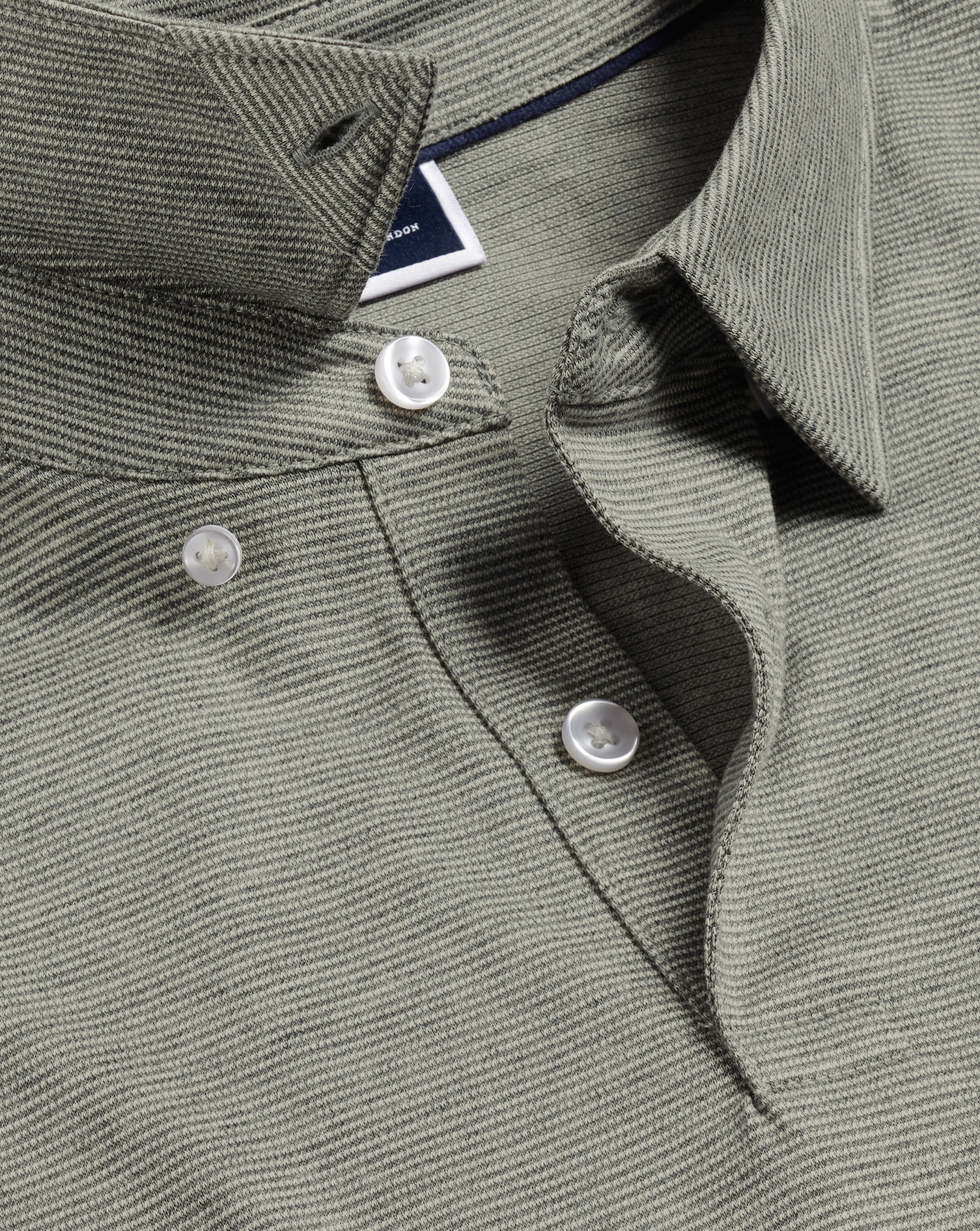 Men's Charles Tyrwhitt Birdseye Stripe Jacquard Polo Shirt - Light Grey Size Large Cotton
