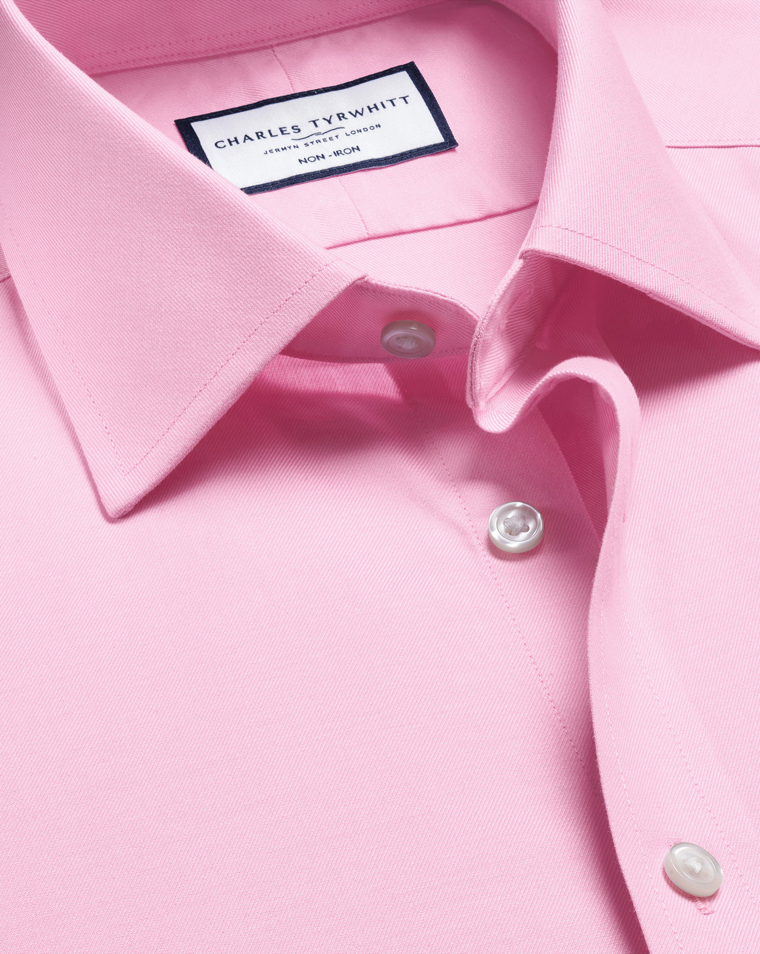 Charles Tyrwhitt Non-iron Twill Cotton Dress Shirt In Pink