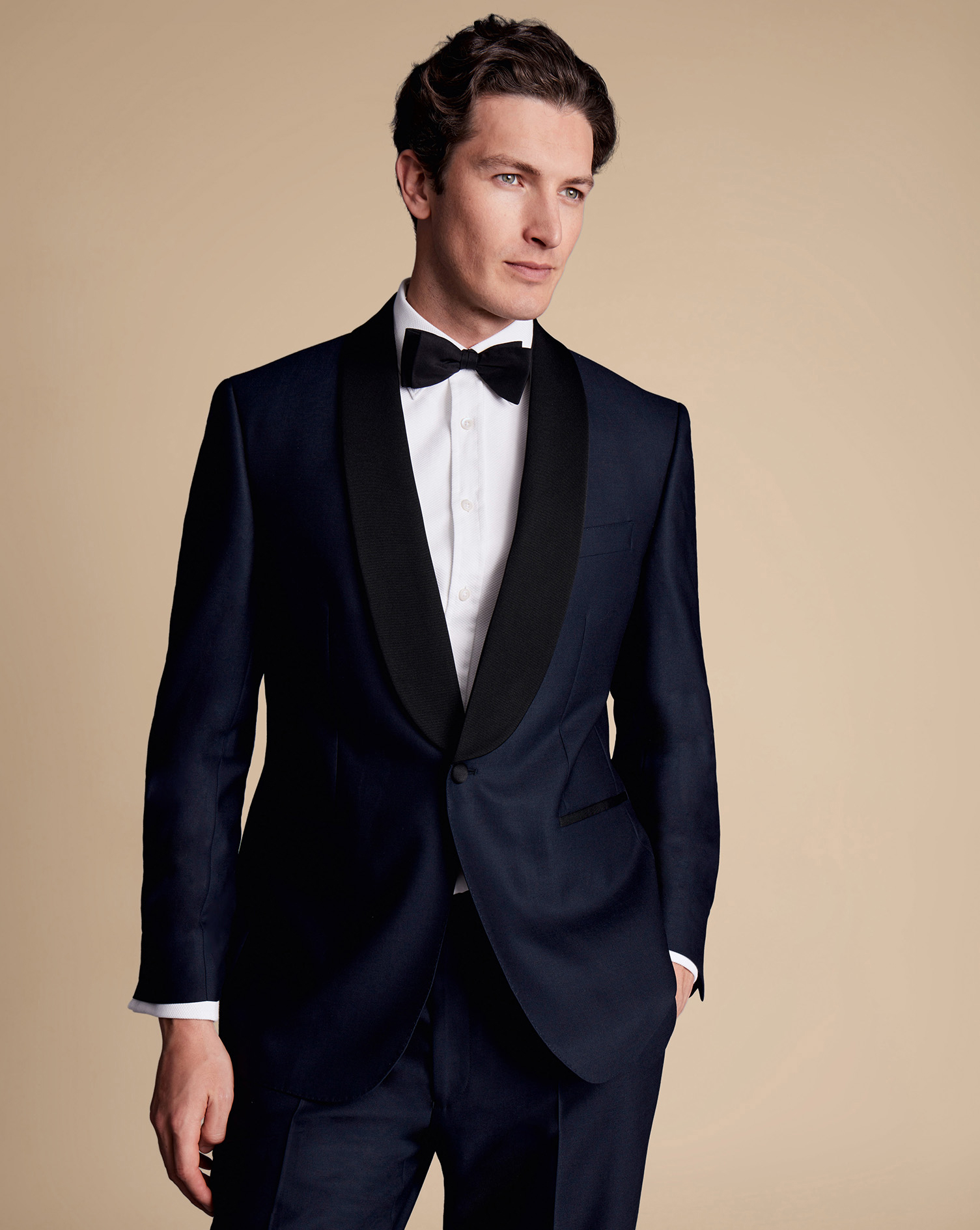 Men's Charles Tyrwhitt Shawl Lapel Dinner Suit na Jacket - Dark Navy Blue Size 44L Wool
