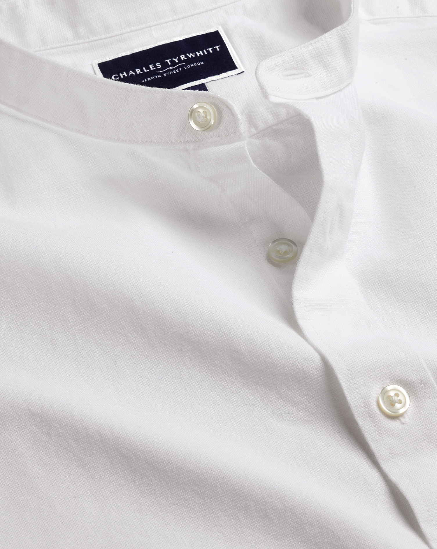 Charles Tyrwhitt Men's  Collarless Casual Shirt In White