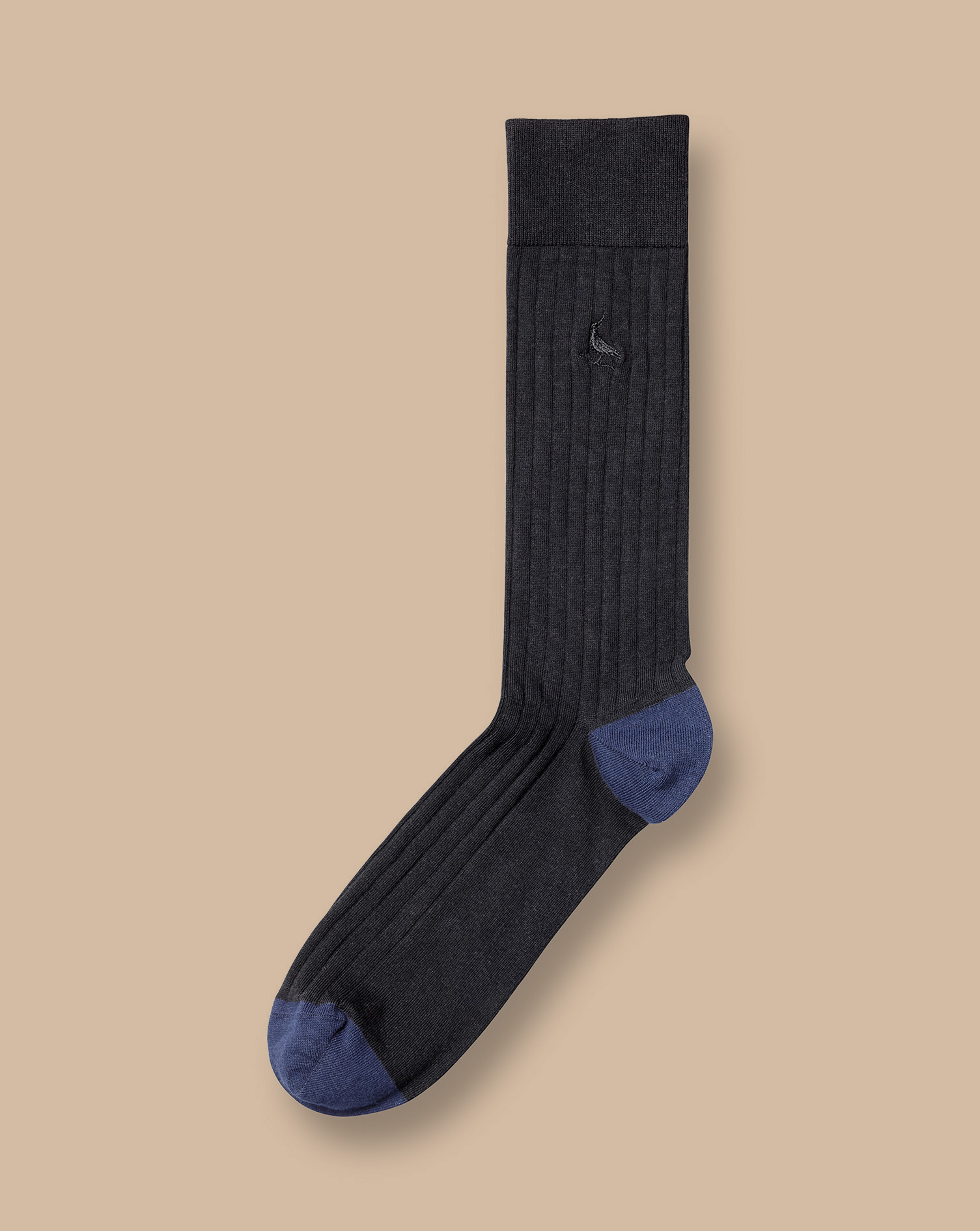 Men's Charles Tyrwhitt Rib Socks - Black Size 10.5-13 Cotton
