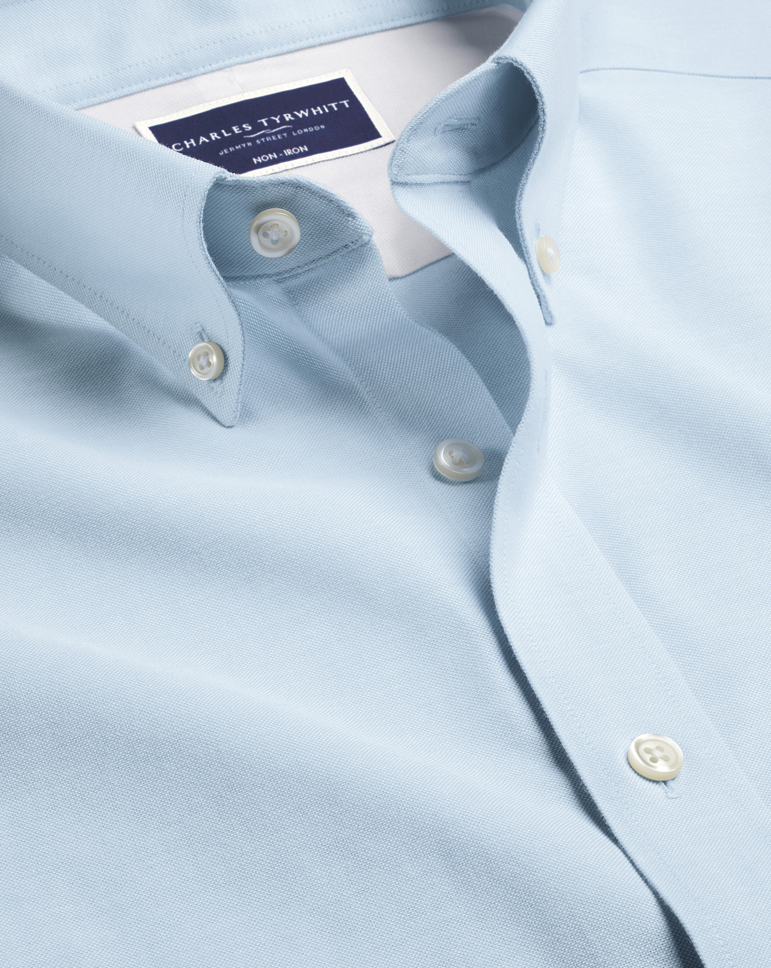 Charles Tyrwhitt Men's  Button-down Collar Non-iron Stretch Oxford Casual Shirt In Blue