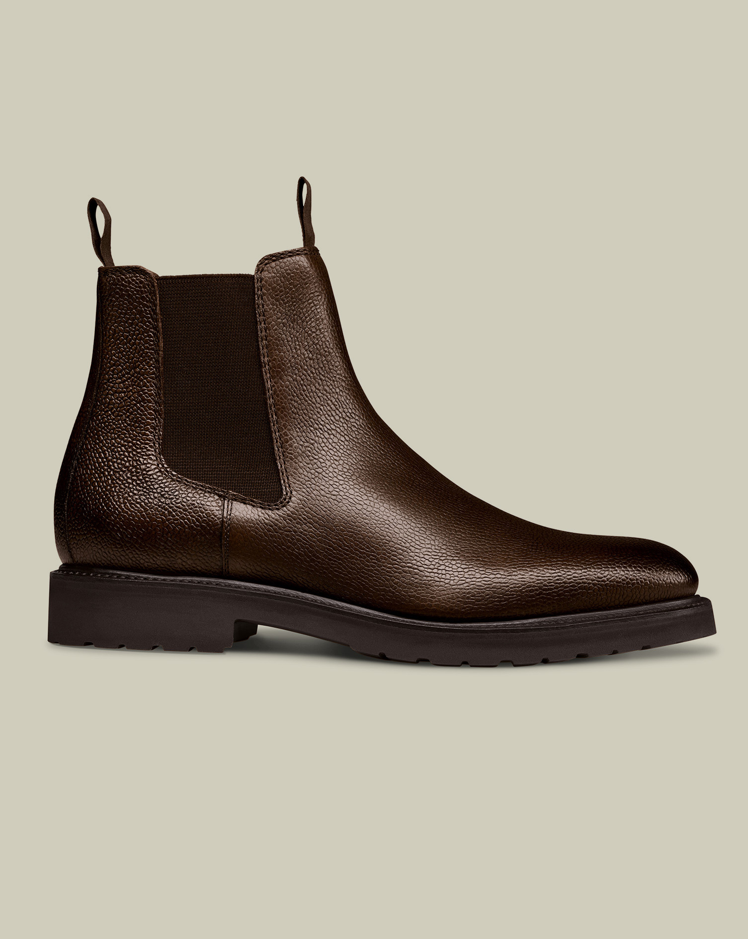 Rubber Sole Leather Chelsea Boots - Chocolate Brown