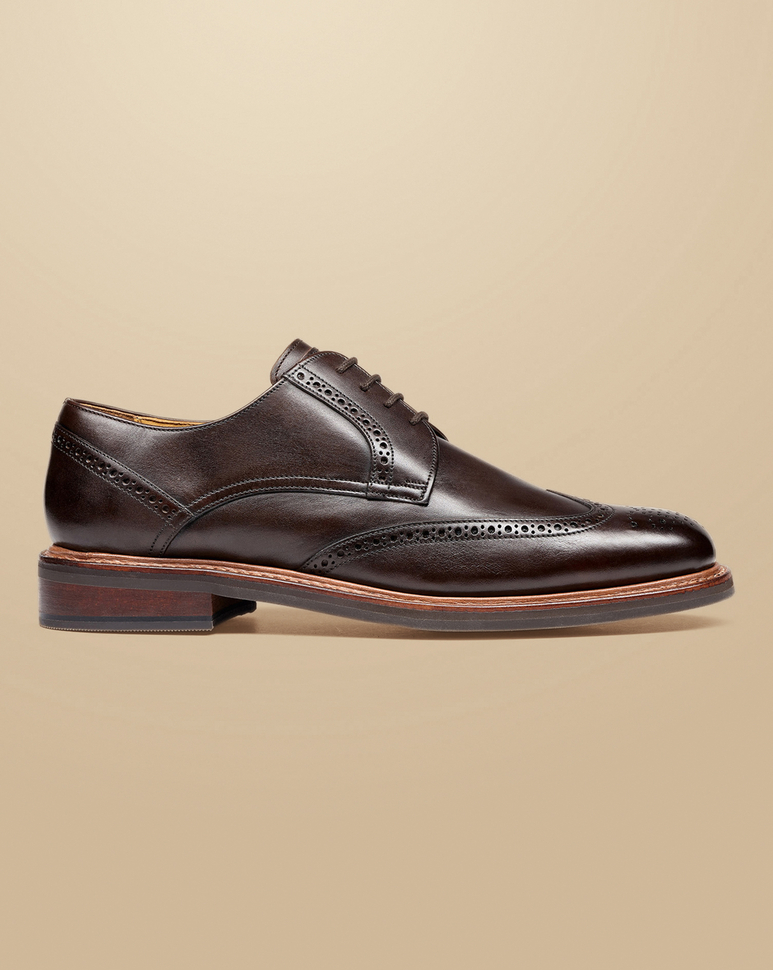 Charles Tyrwhitt Rubber Sole Leather Derby Brogue Shoes In Brown