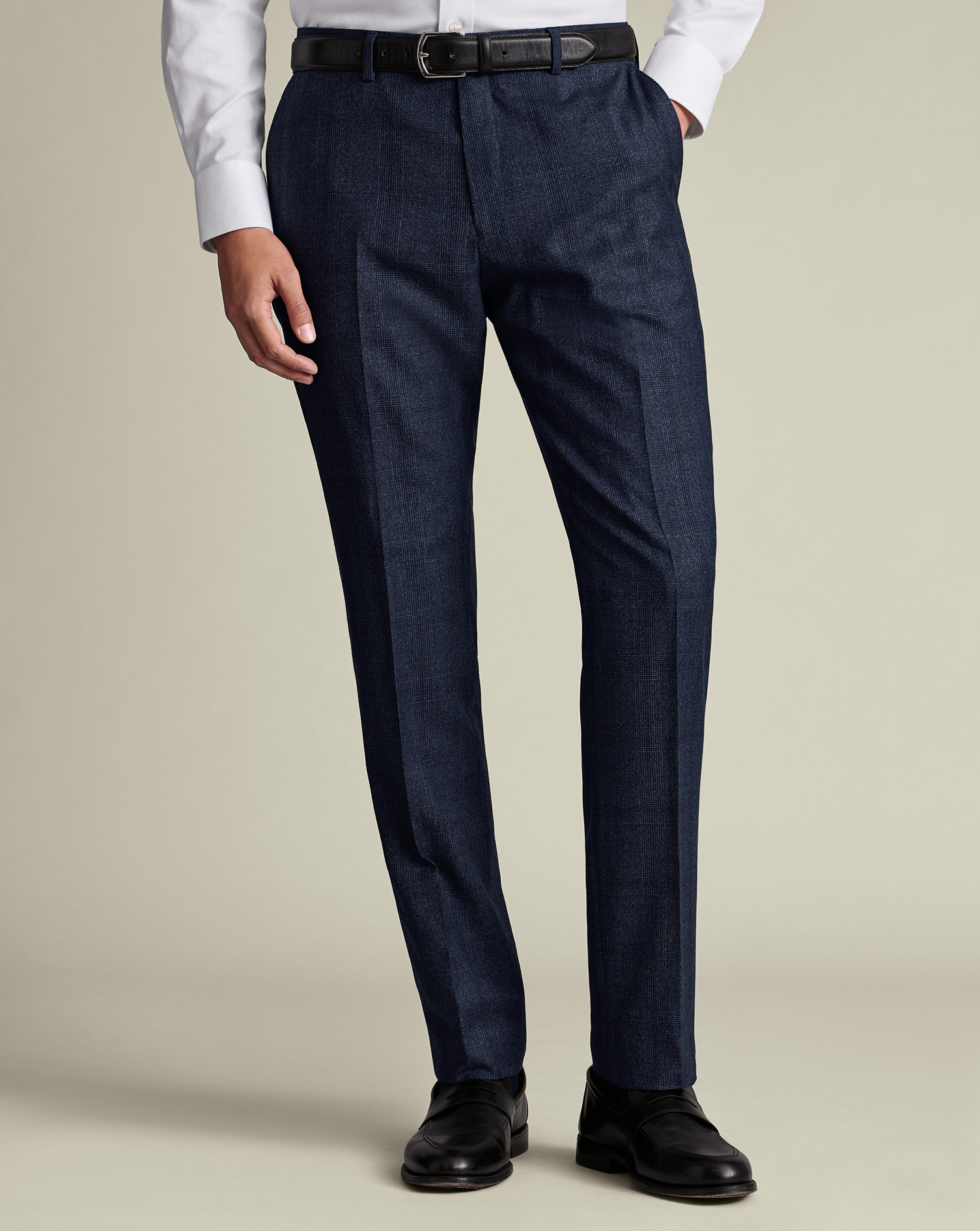 Men's Ultimate Performance Check Suit Trousers - Steel Blue, 38/30 by Charles Tyrwhitt