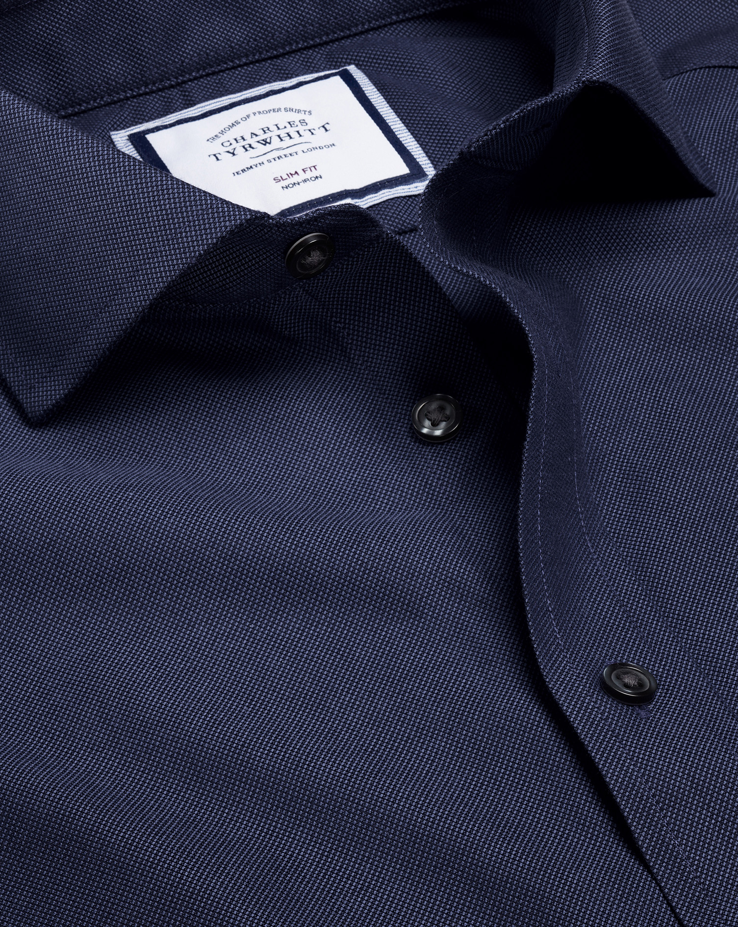 Charles Tyrwhitt Cutaway Collar Non-iron Royal Oxford Cotton Dress Shirt In Blue