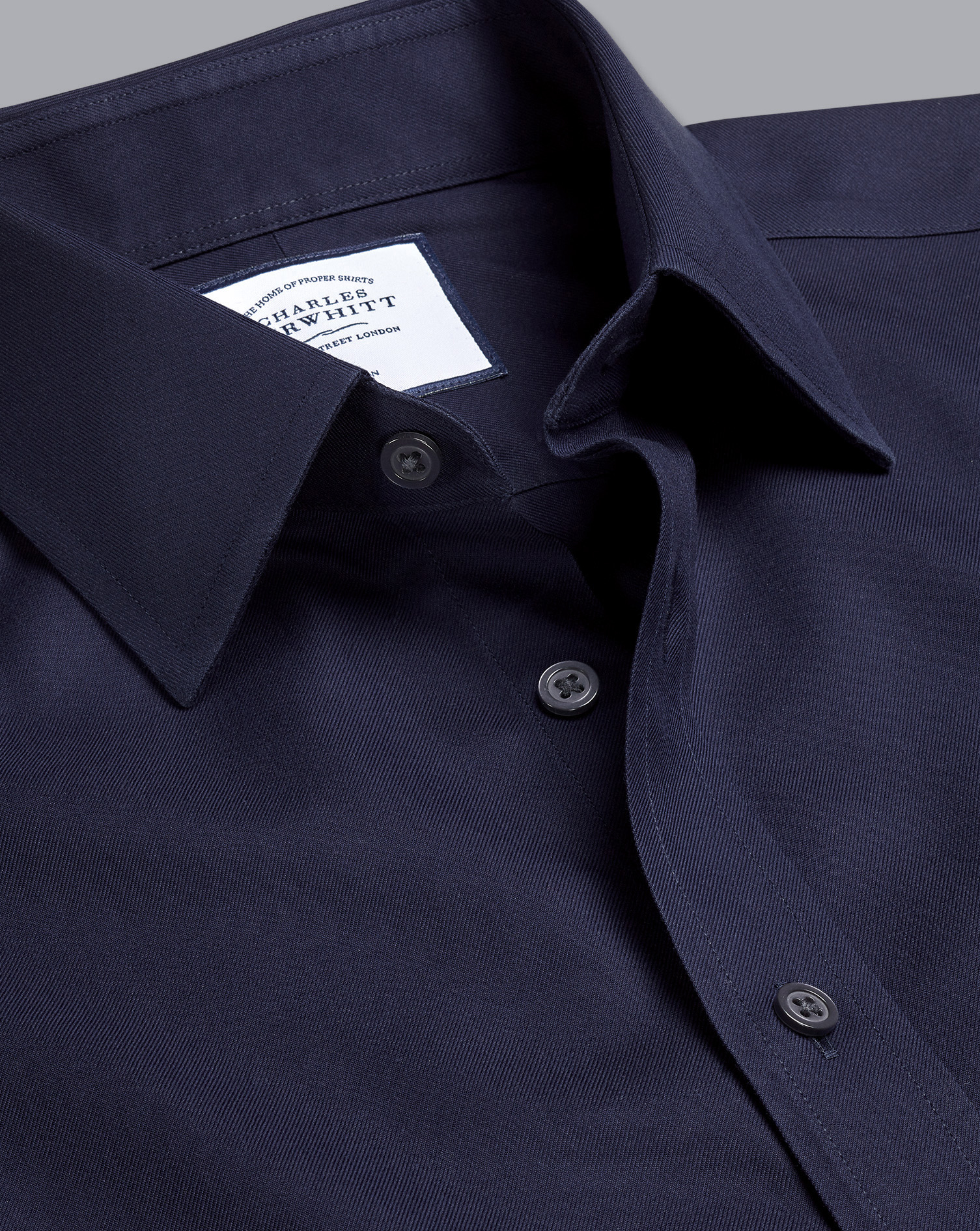Men's Charles Tyrwhitt Non-Iron Twill Dress Shirt - Navy French Cuff Blue Size XL Cotton
