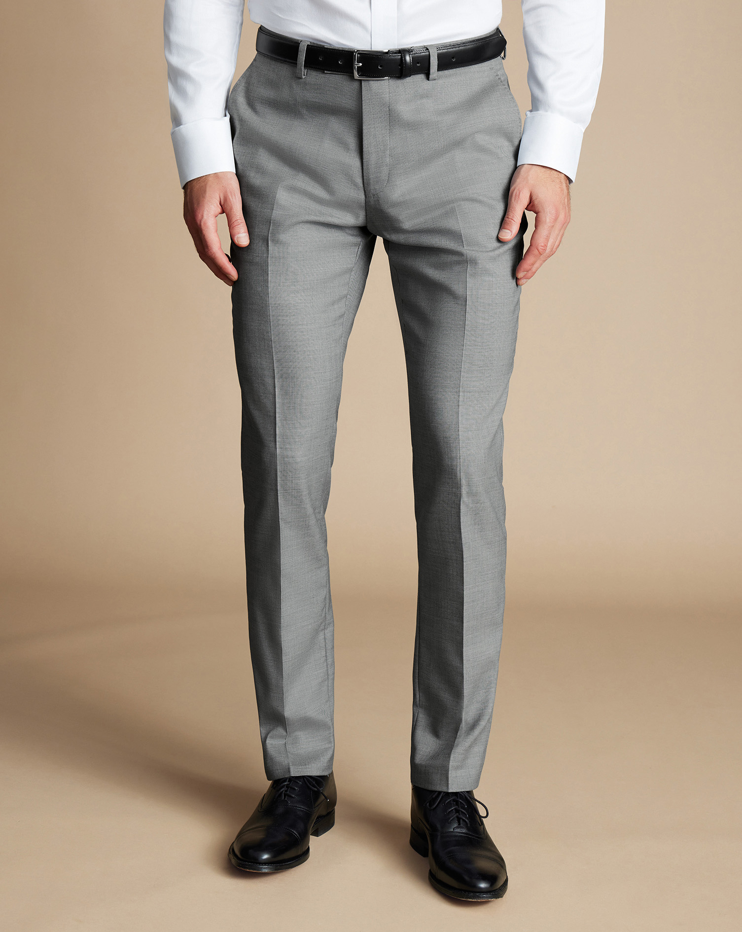 Men's Charles Tyrwhitt Ultimate Performance Sharkskin Suit Trousers - Grey Size 40/38
