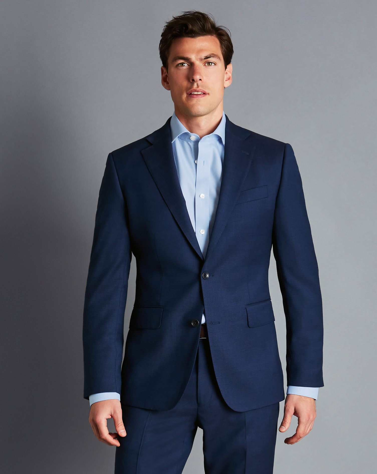 Men's Charles Tyrwhitt Ultimate Performance Birdseye Suit Jacket - Indigo Blue Size 48L Wool
