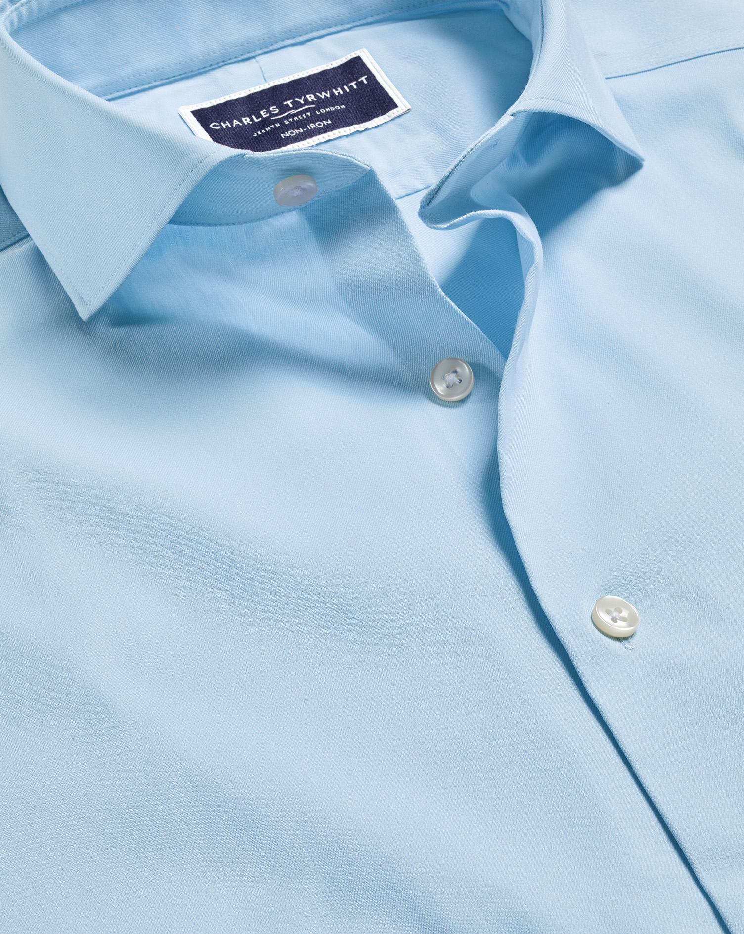 Charles Tyrwhitt Men's  Semi-cutaway Collar Non-iron Stretch Twill Dress Shirt In Blue