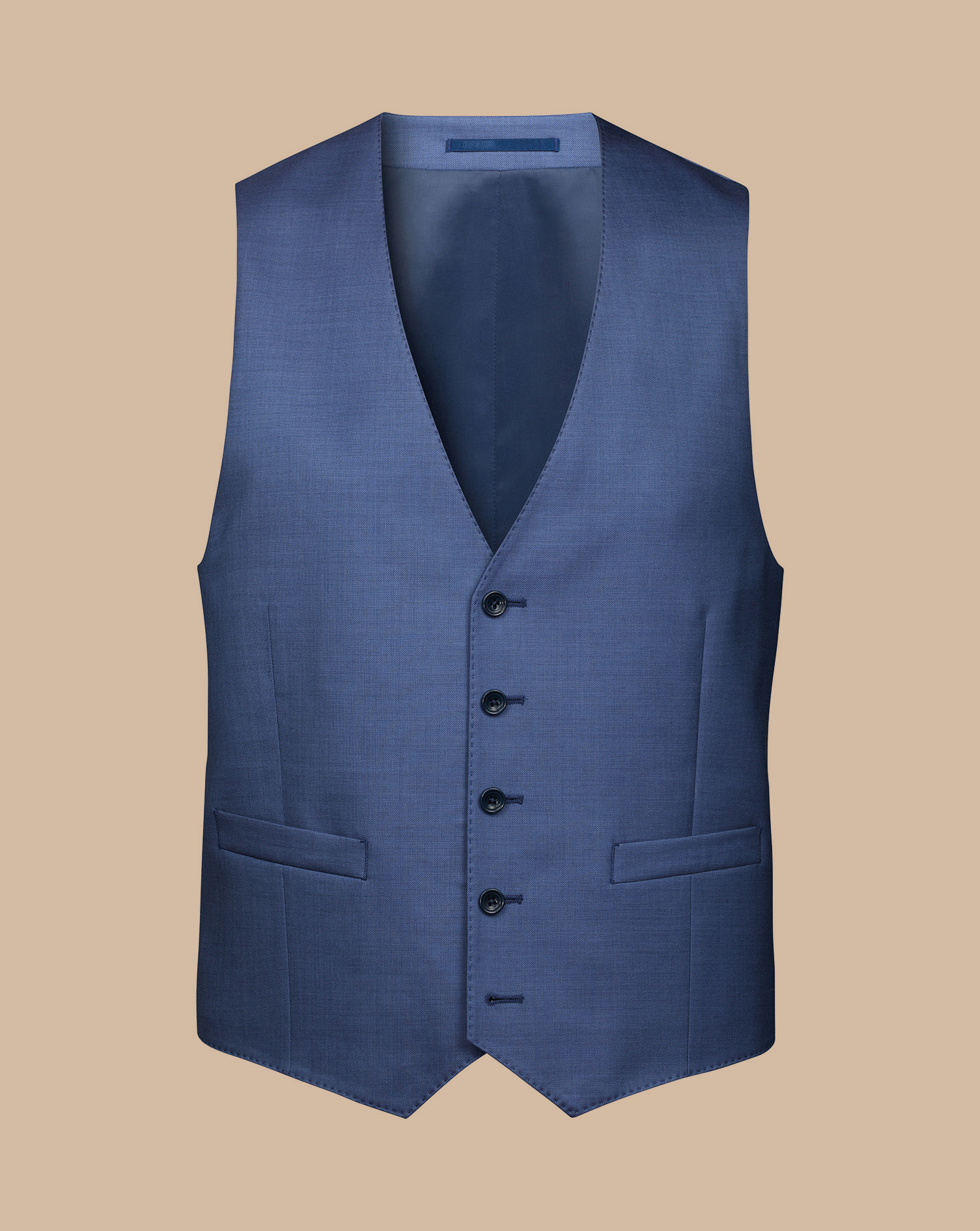 Men's Charles Tyrwhitt Ultimate Performance Sharkskin Suit Waistcoat - Indigo Blue Size w38 Wool

