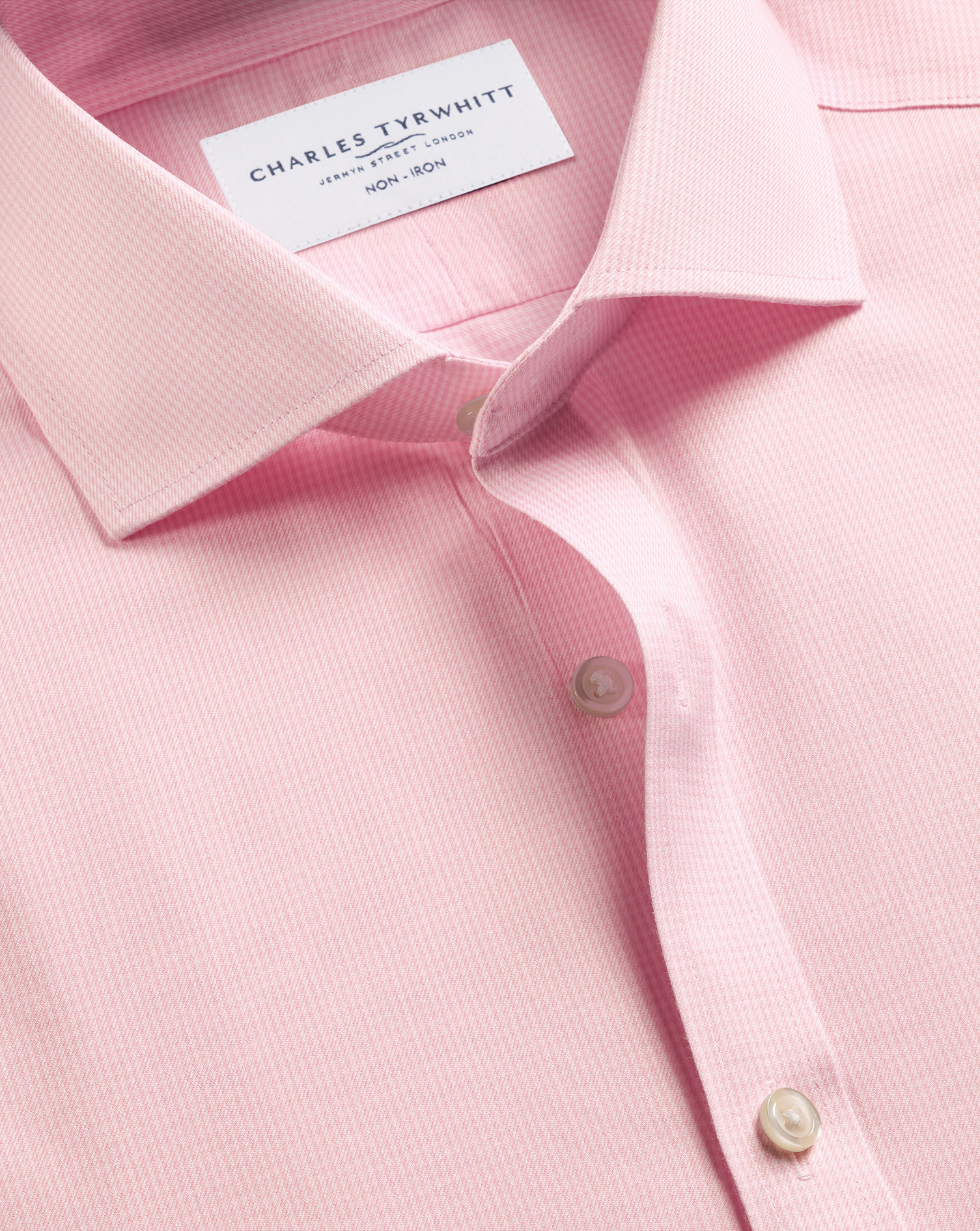 Men's Non-Iron Twill Puppytooth Cotton Formal Shirt â Pink Single Cuff, 17/36 by Charles Tyrwhitt