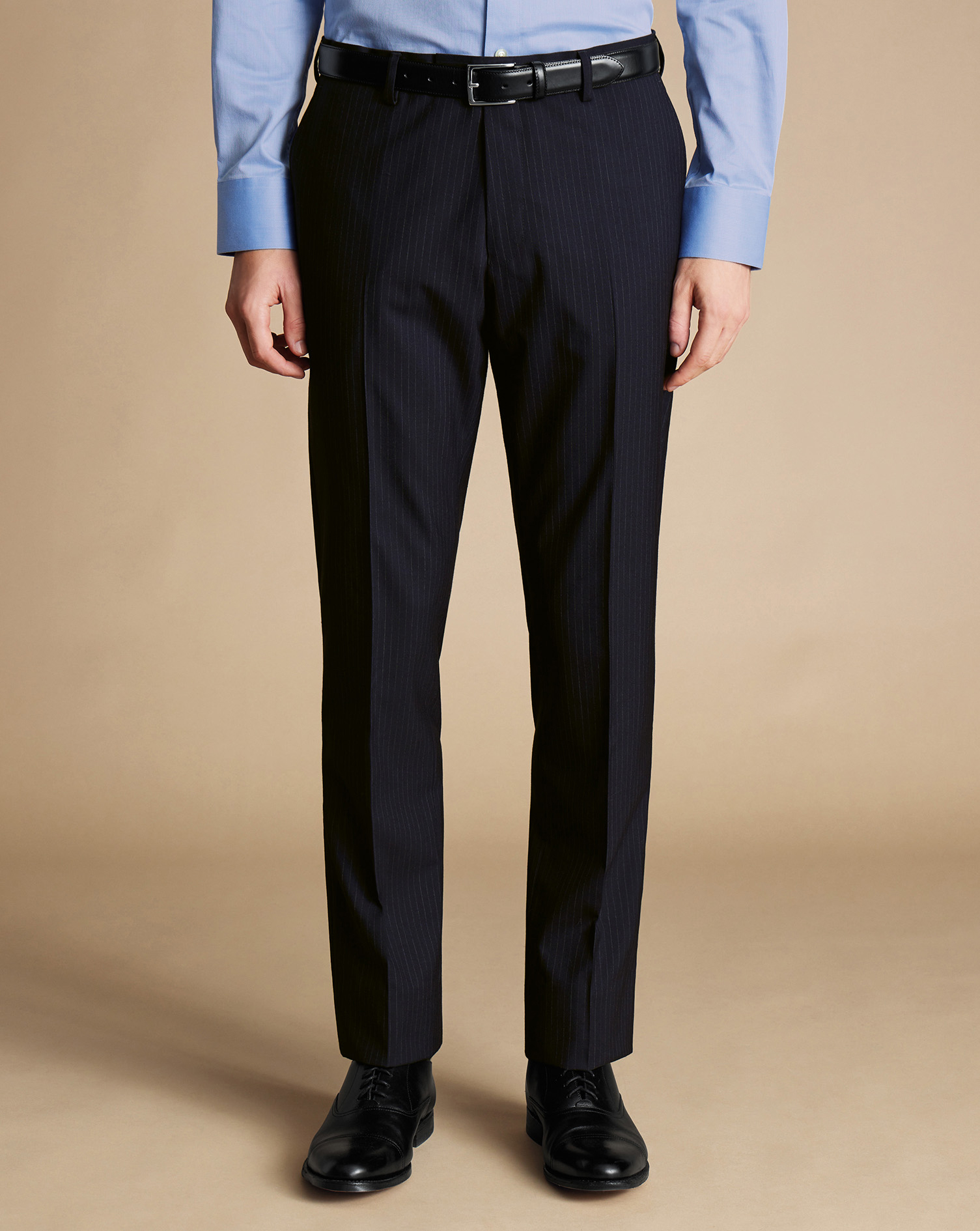 Men's Charles Tyrwhitt Ultimate Performance Stripe Suit Trousers - Dark Navy Size 34/32
