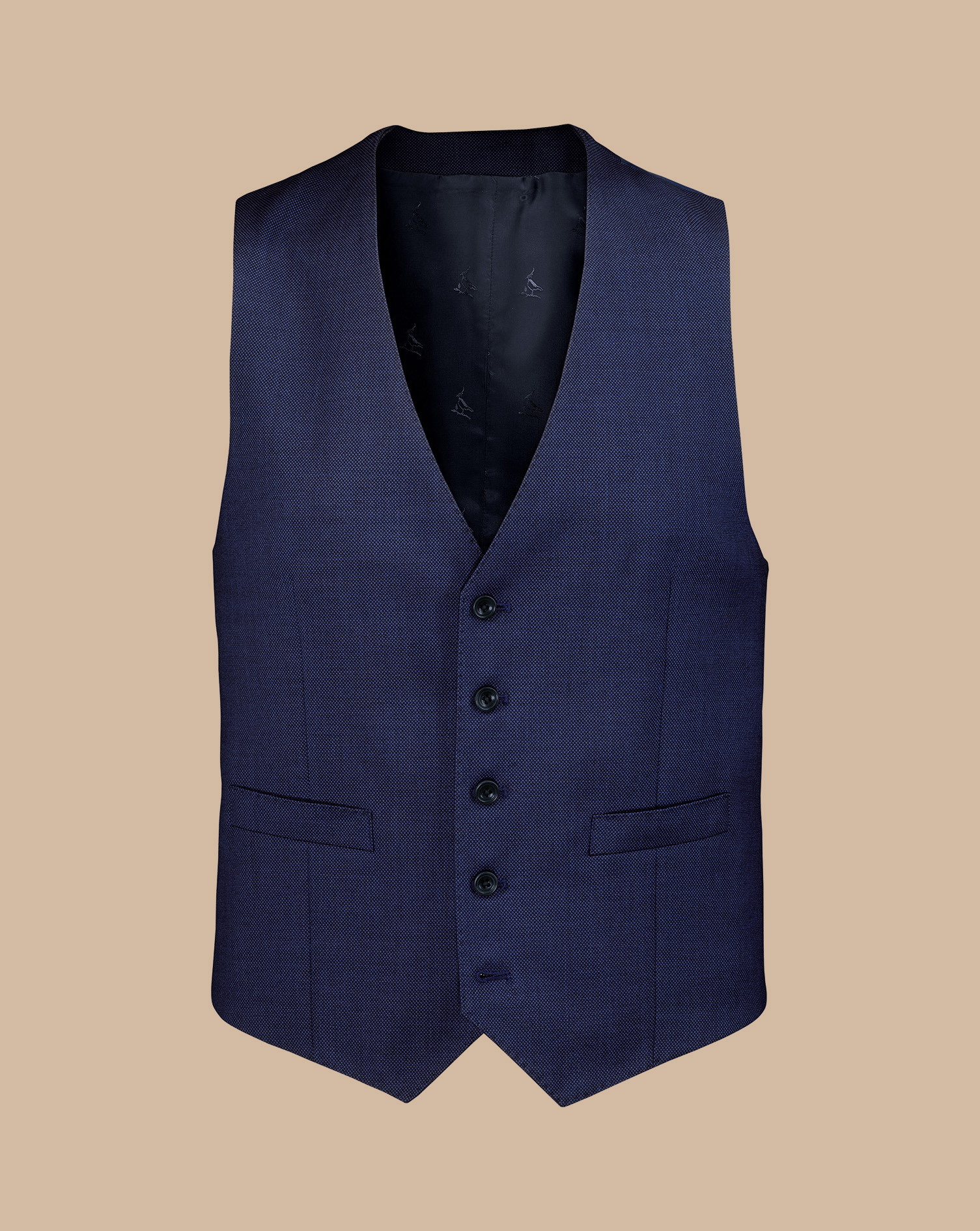 Men's Charles Tyrwhitt Ultimate Performance Birdseye Suit Waistcoat - Indigo Blue Size w40 Wool
