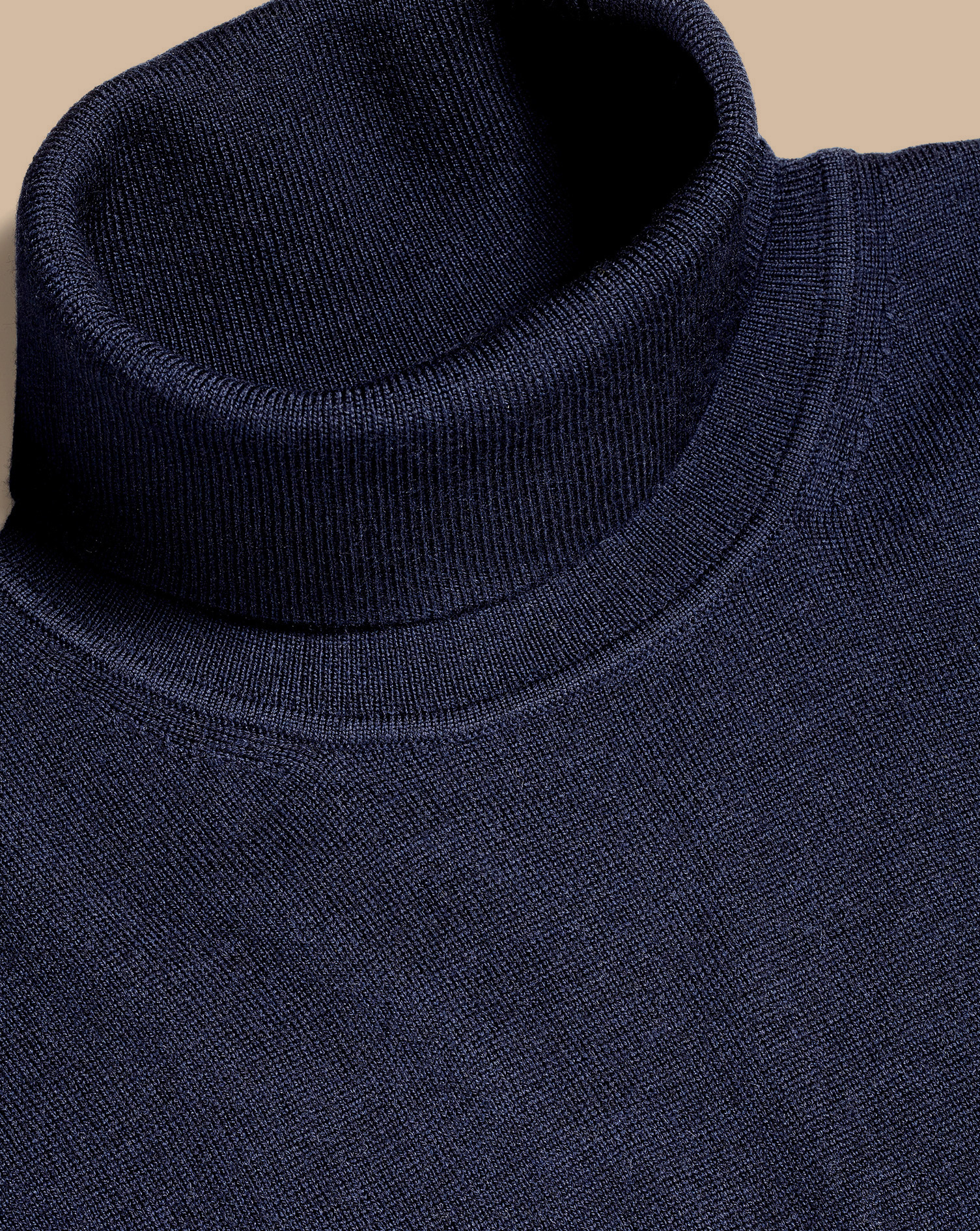 Charles Tyrwhitt Merino Roll Neck Sweater In Blue
