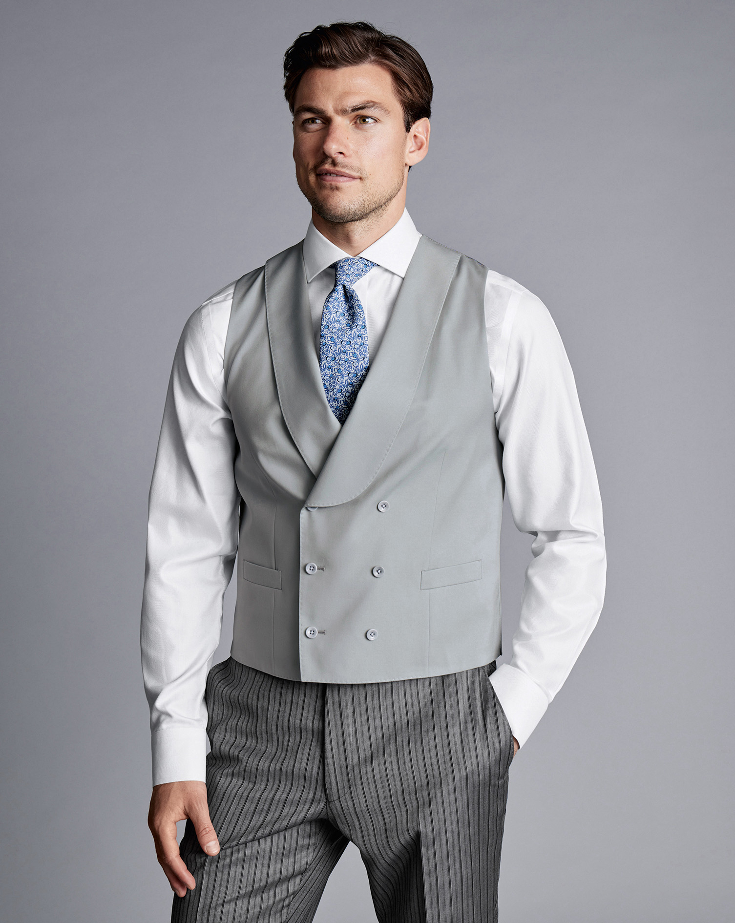 Men's Charles Tyrwhitt Morning Suit Waistcoat - Light Blue Size w36 Wool
