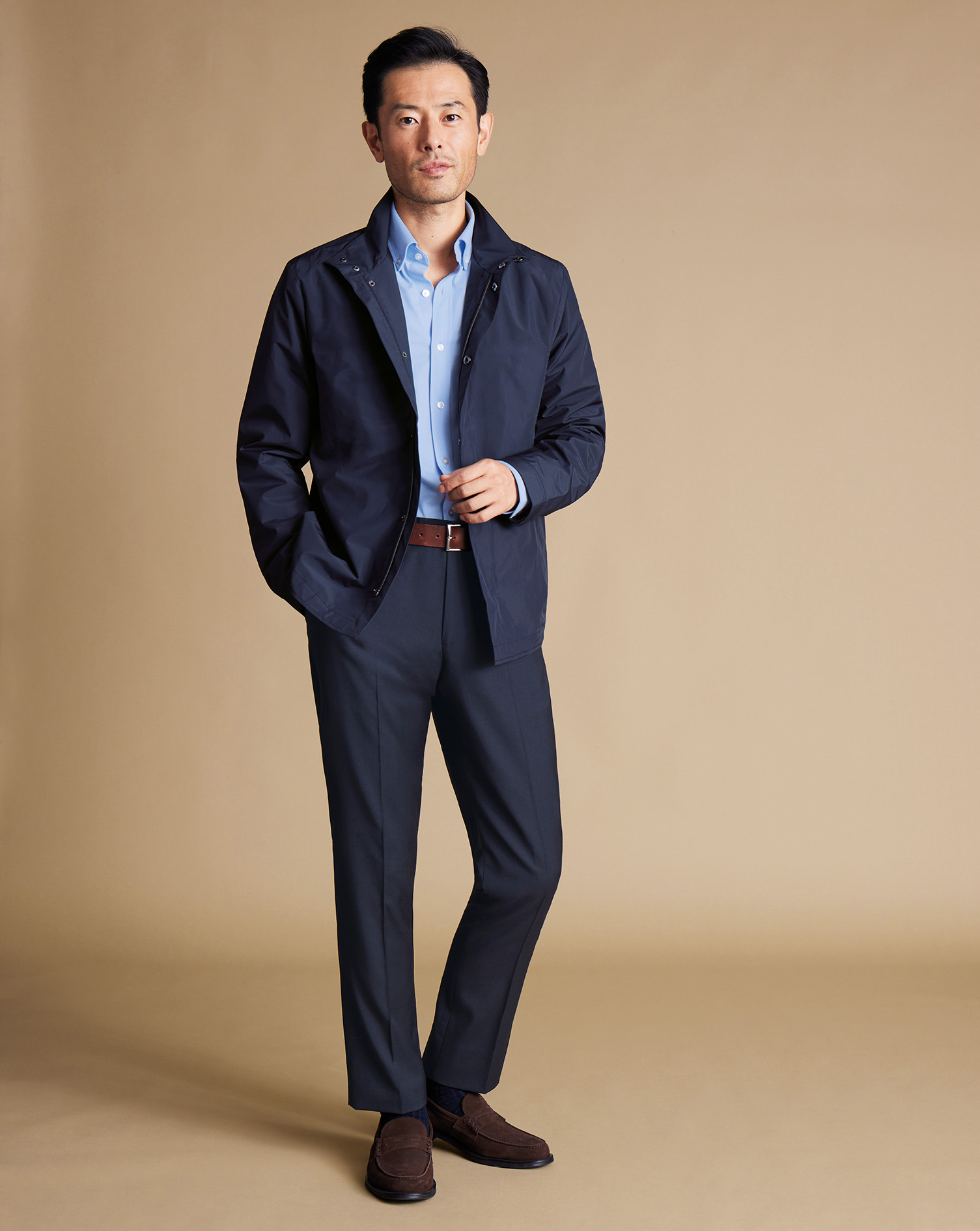 Men's Charles Tyrwhitt Windbreaker - Denim Blue na Jacket Size Medium Polyester
