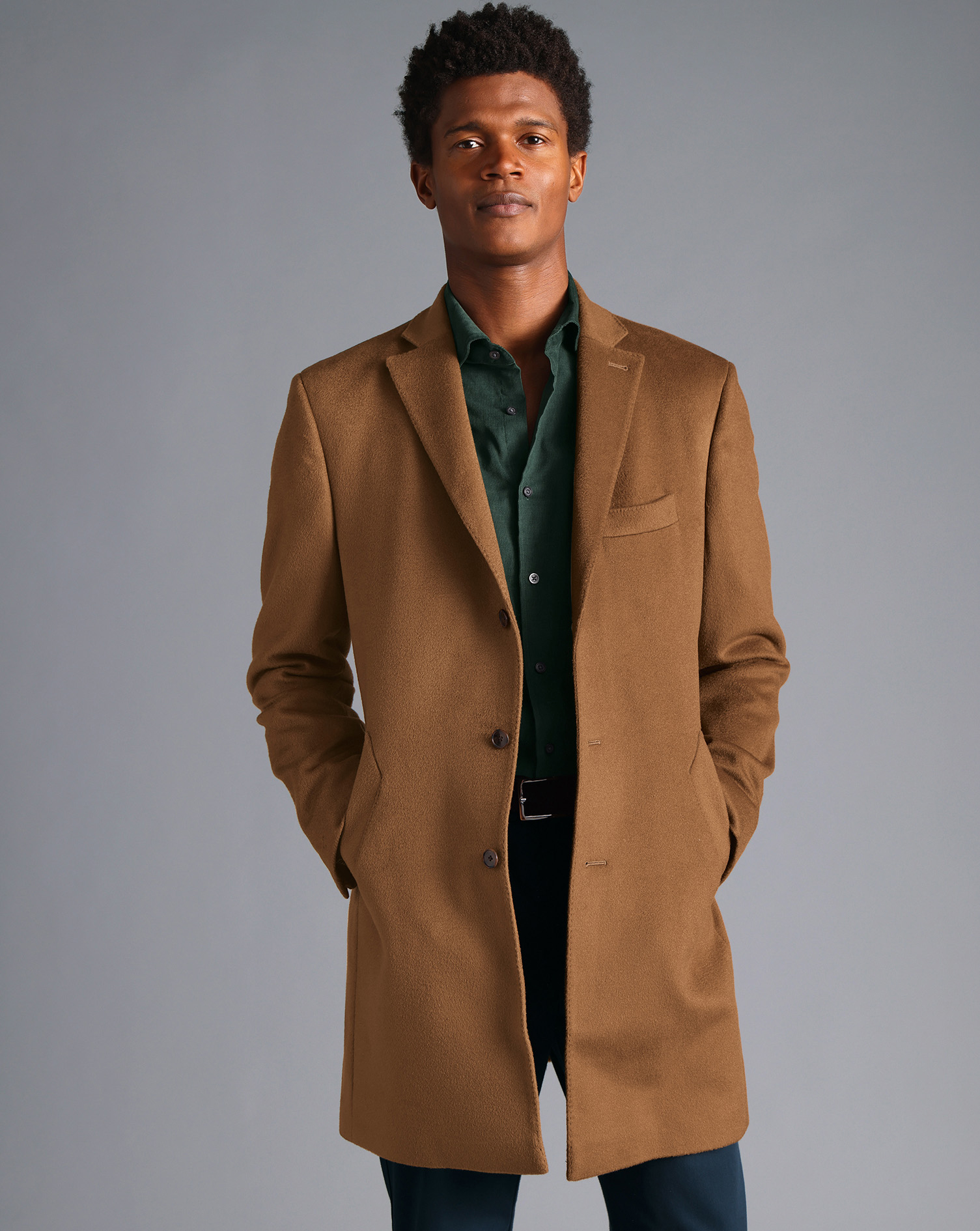 Charles Tyrwhitt Wool Overwool Coat In Brown