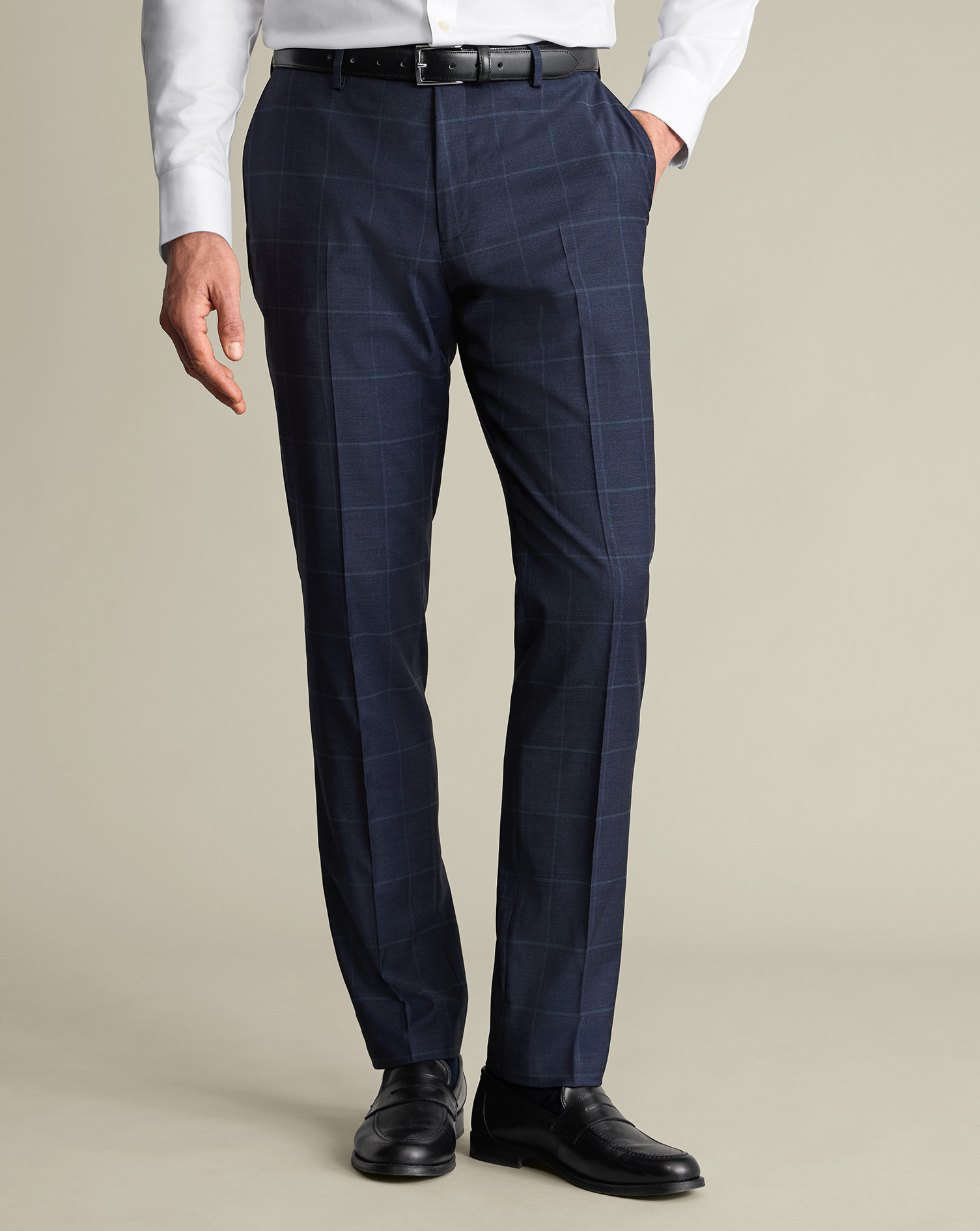 Windowpane Suit Trousers – Indigo Blue