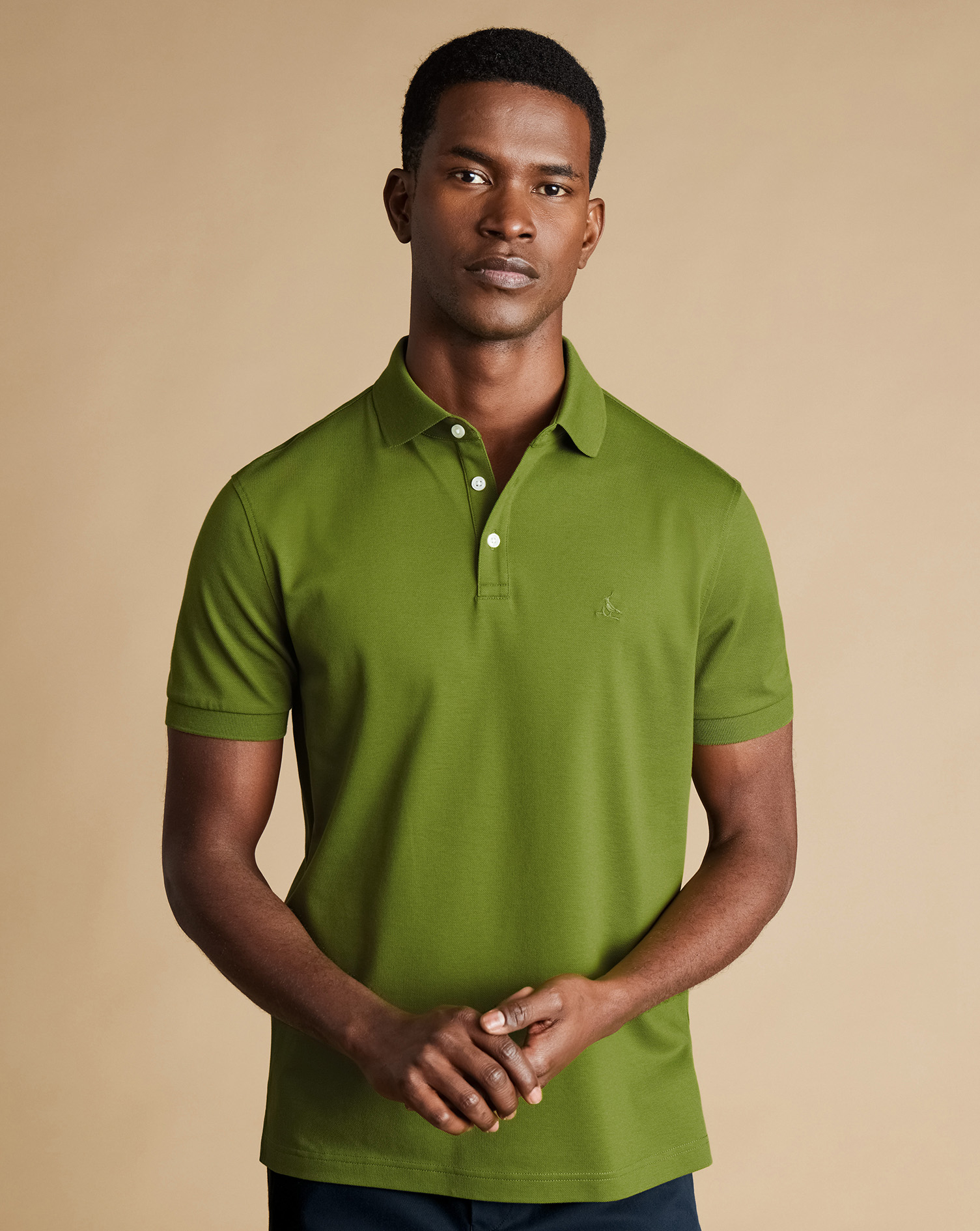 Men's Charles Tyrwhitt Pique Polo Shirt - Bright Green Size Small Cotton
