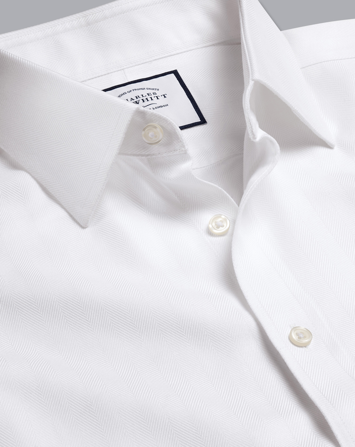 Charles Tyrwhitt - Shirt Non-Iron | White Herringbone