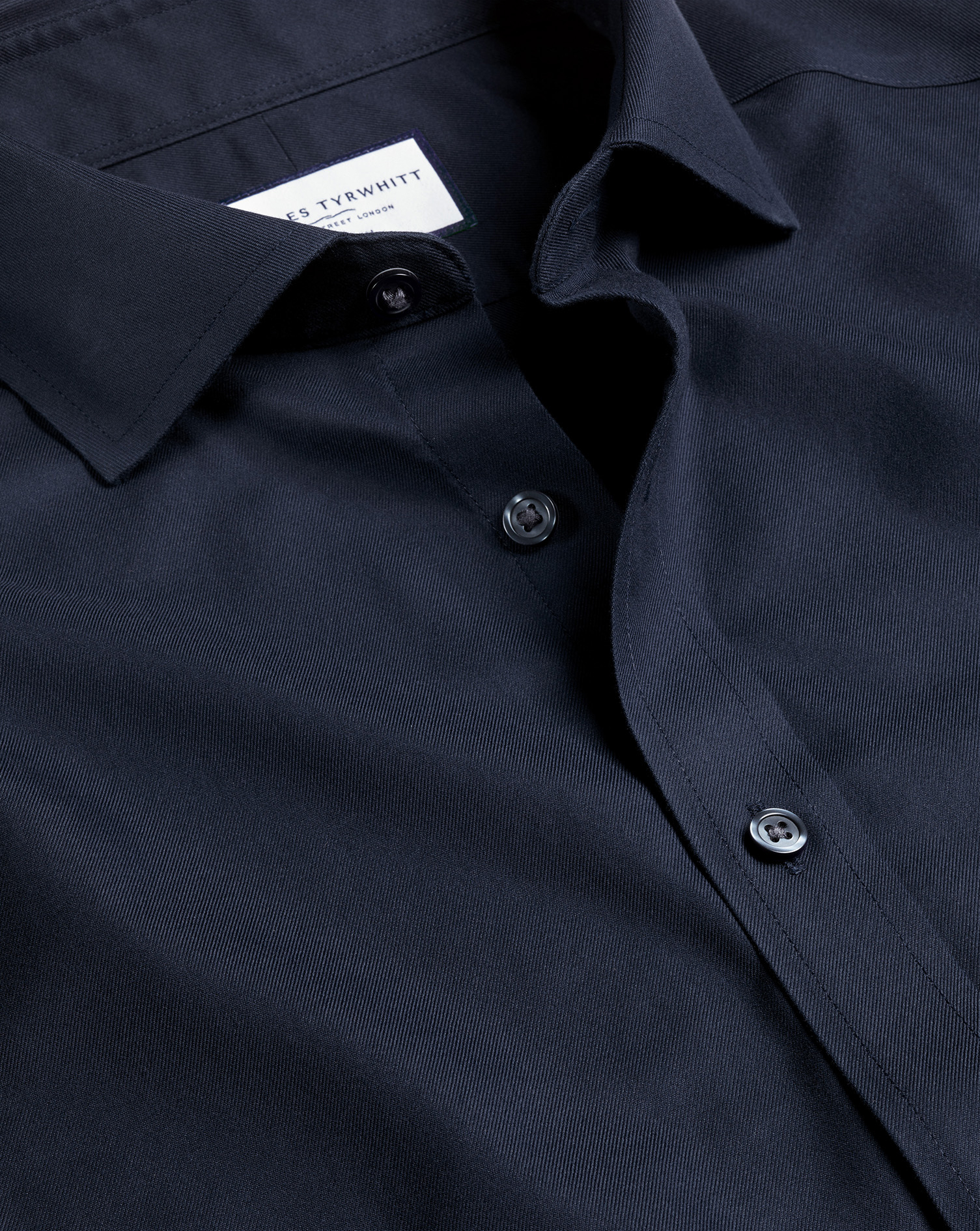 Men's Charles Tyrwhitt Cutaway Collar Non-Iron Twill Dress Shirt - Navy French Cuff Blue Size XL Cot
