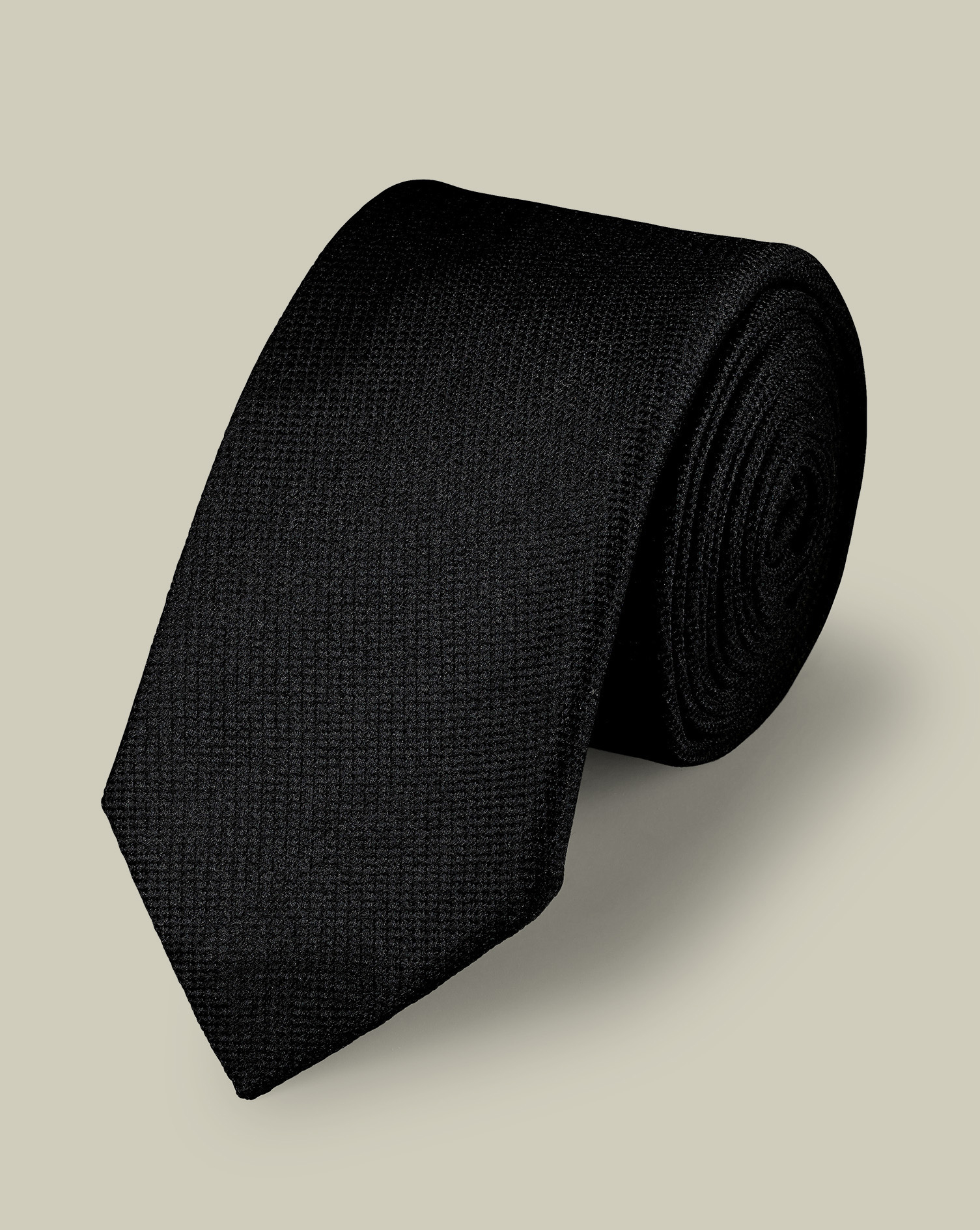 Men's Silk Textured Slim Tie - Black by Charles Tyrwhitt