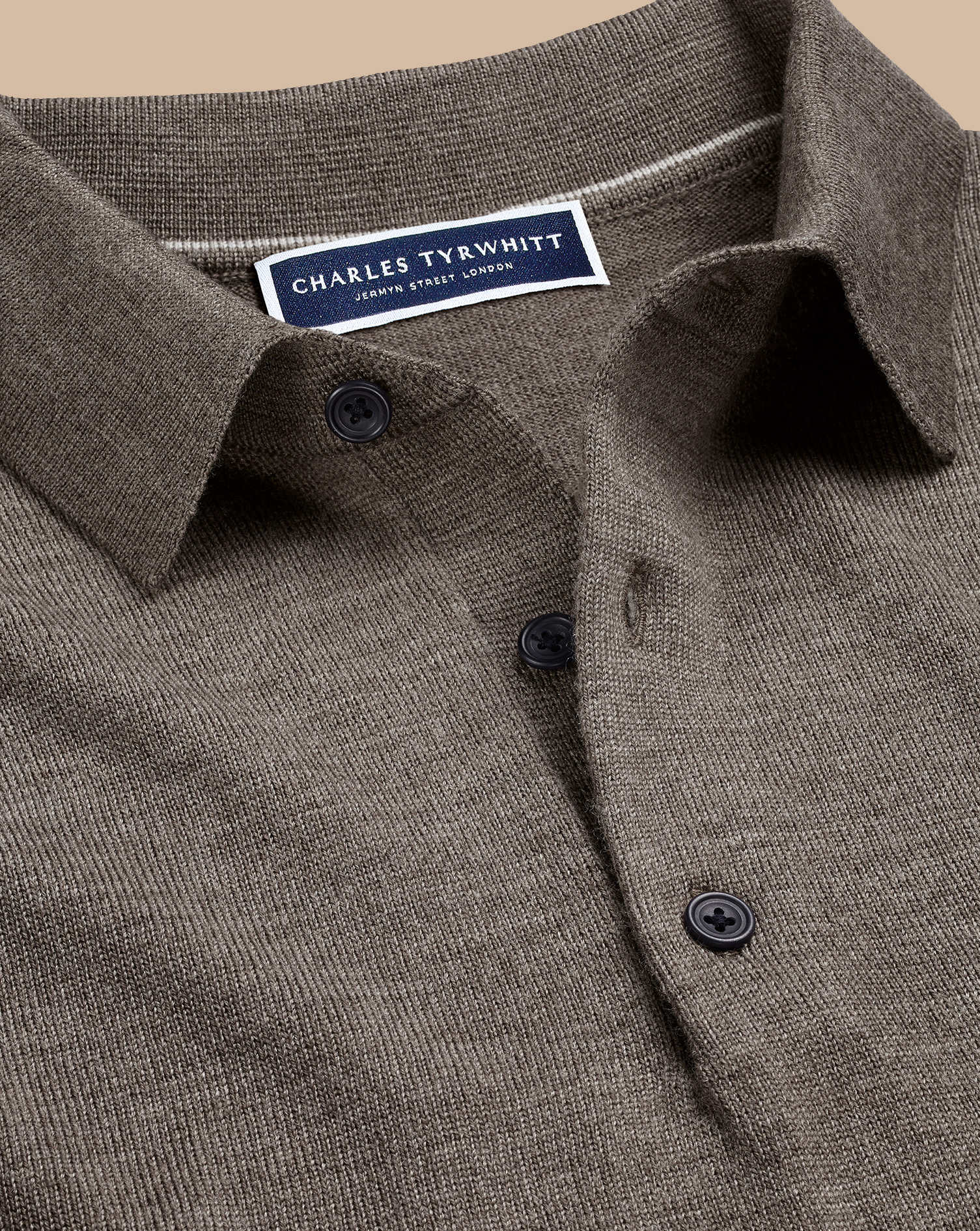 Charles Tyrwhitt Merino Polo Shirt Sweater In Brown