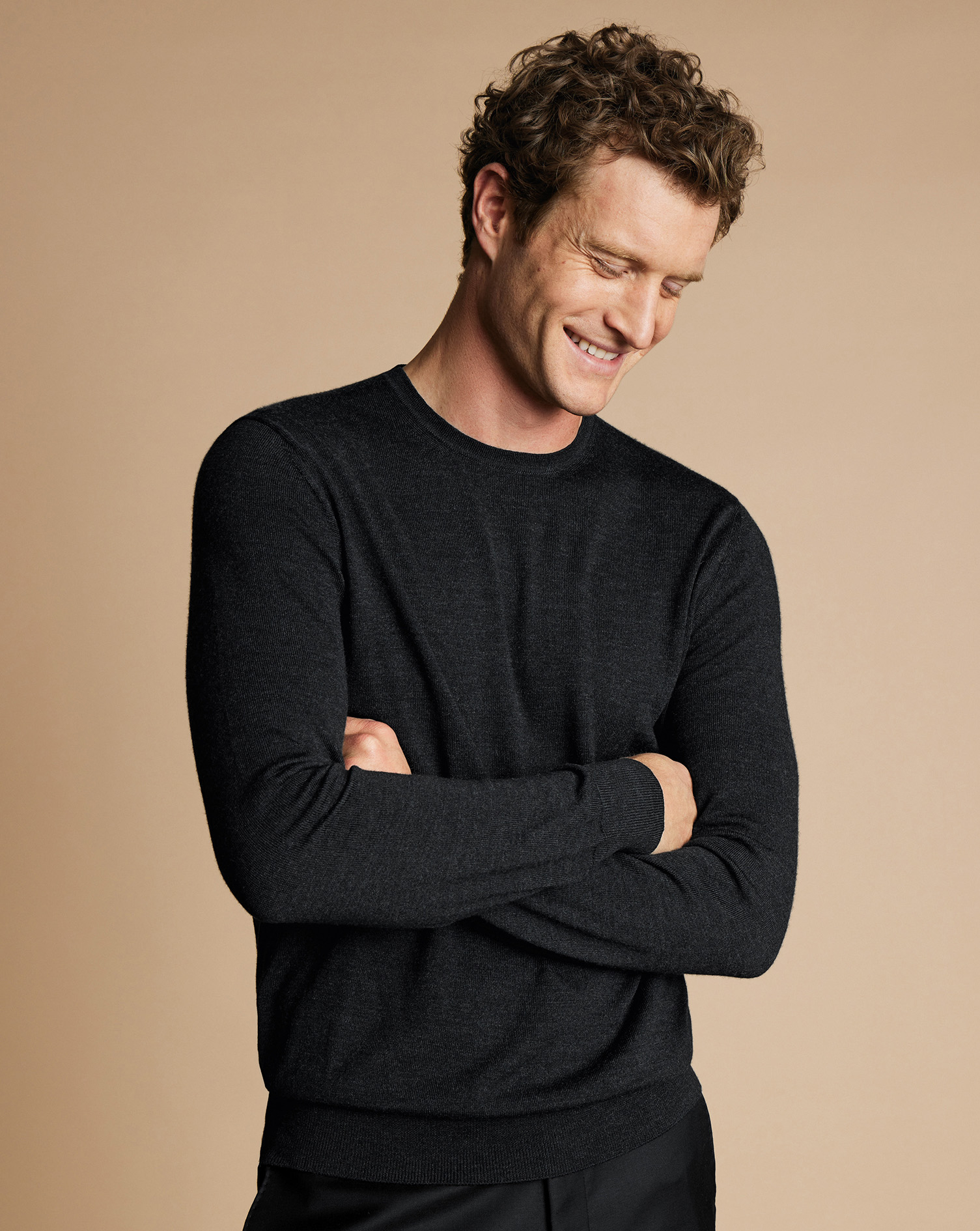 Men's Charles Tyrwhitt Crew Neck Sweater - Charcoal Grey Size XL Merino
