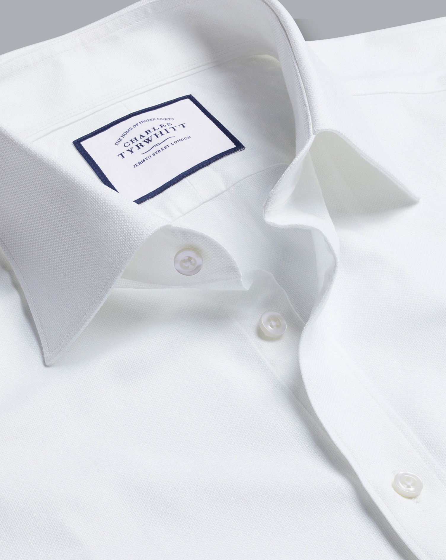 Men's Charles Tyrwhitt Semi-Cutaway Collar Oxford Dress Shirt - White Single Cuff Size Large Cotton

