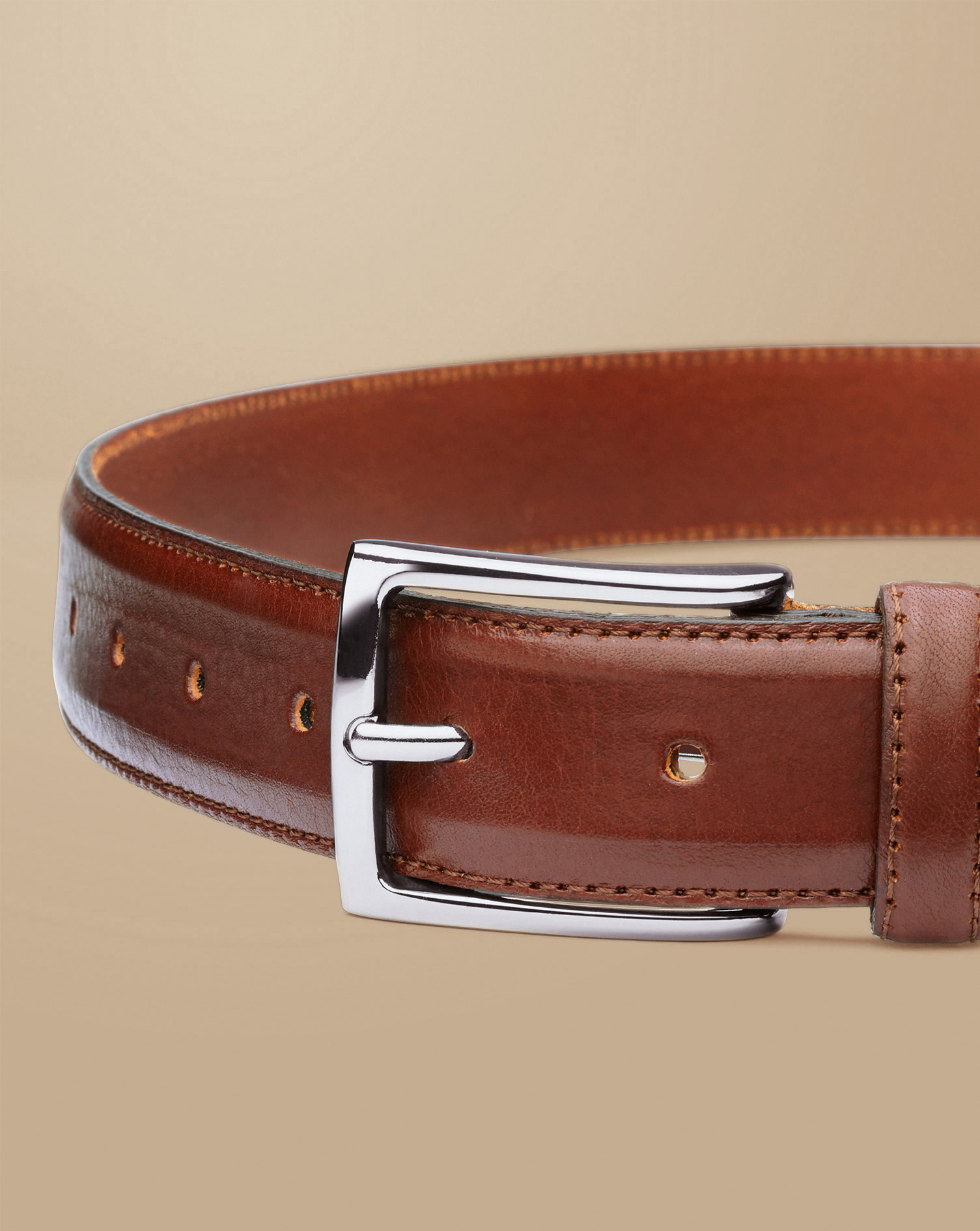 Men's Charles Tyrwhitt Formal Belt - Dark Tan Brown Size 34 Leather
