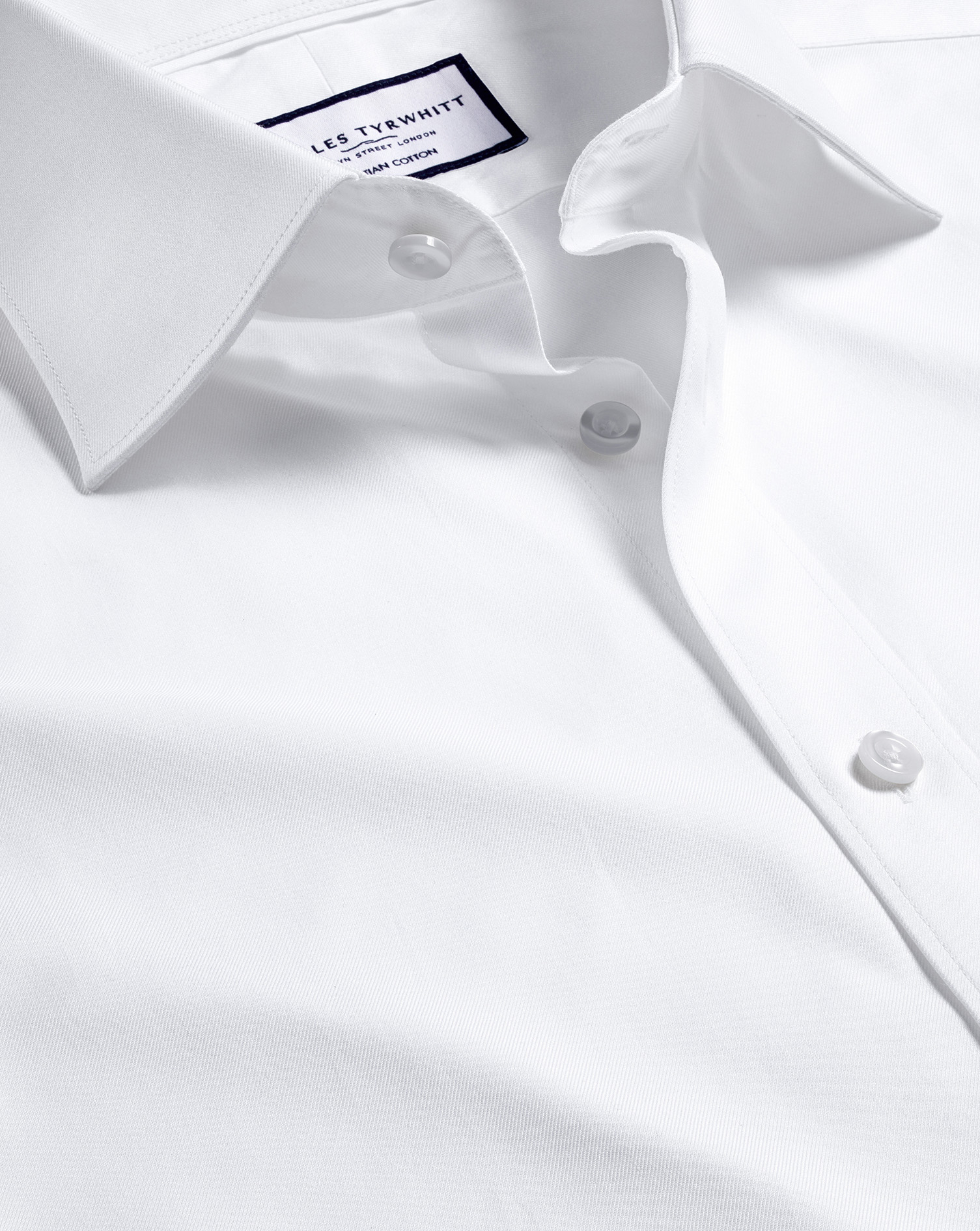 Men's Charles Tyrwhitt Semi-Cutaway Collar Egyptian Twill Dress Shirt - White Single Cuff Size XXL C