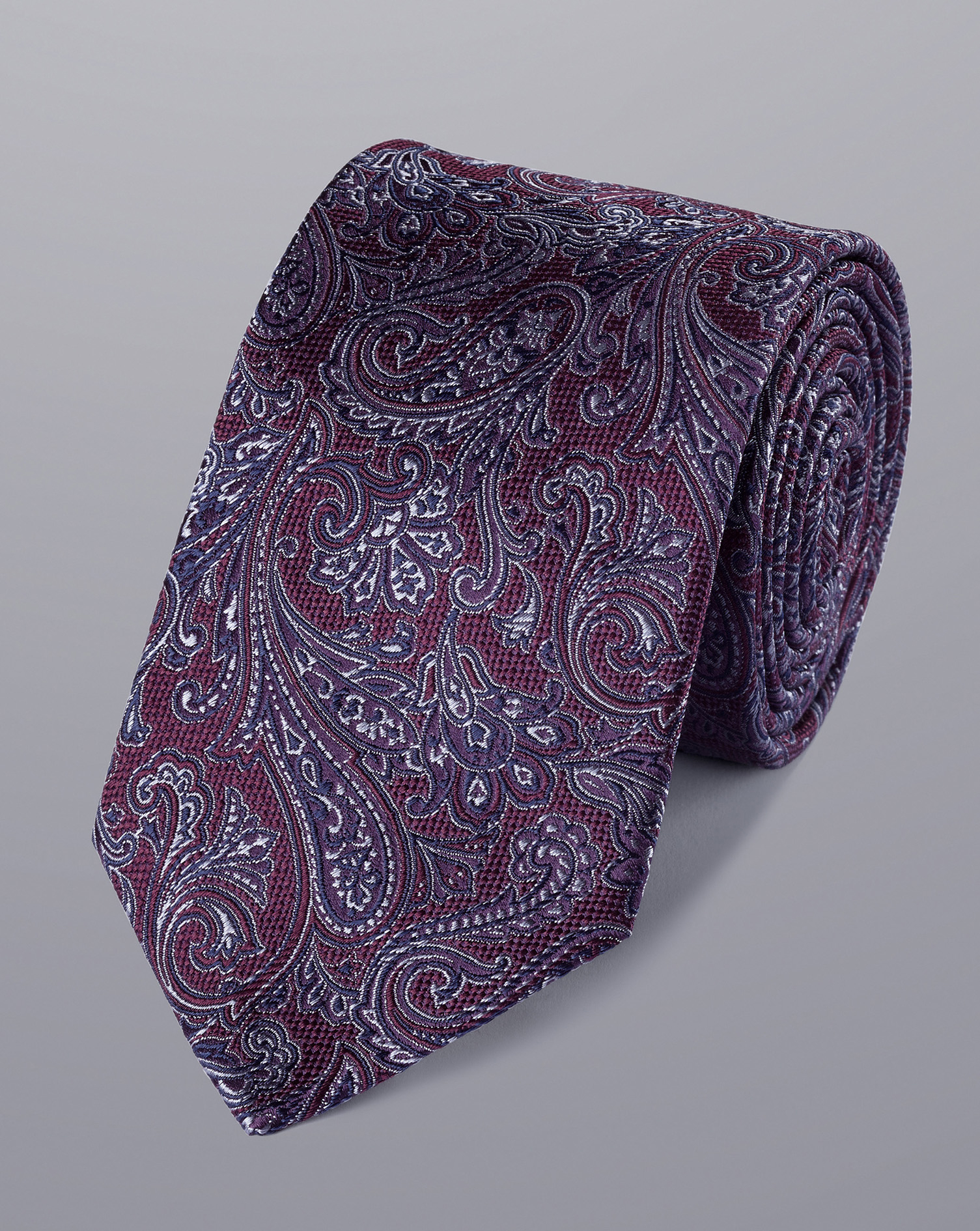 Krawatte aus Seide mit Paisleymuster - Brombeere | Charles Tyrwhitt