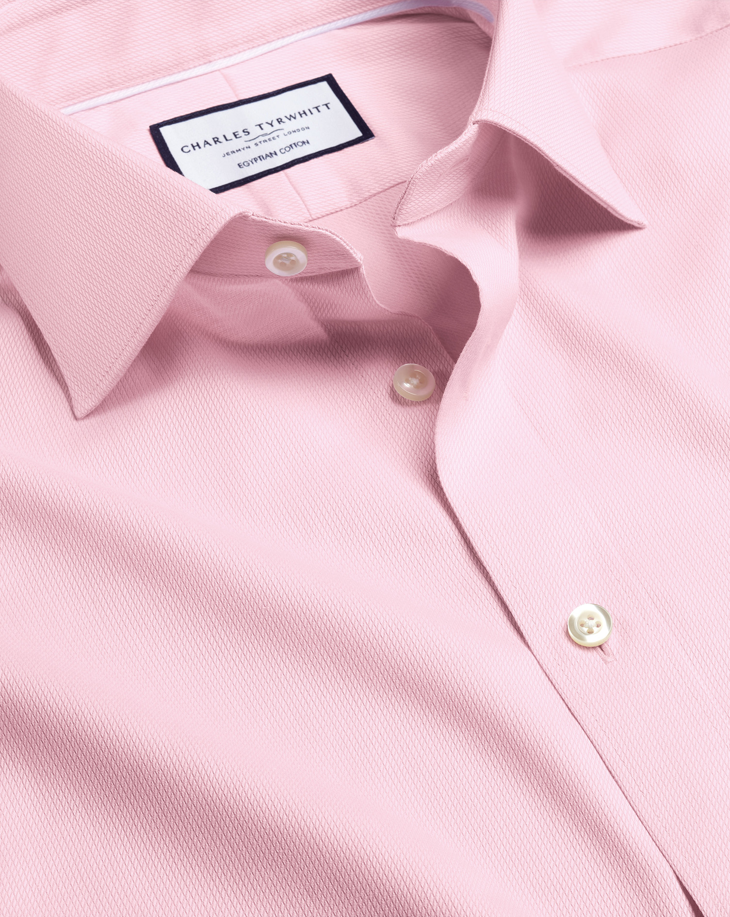 Men's Charles Tyrwhitt Semi-Cutaway Collar Egyptian Windsor Weave Dress Shirt - Pink Single Cuff Siz