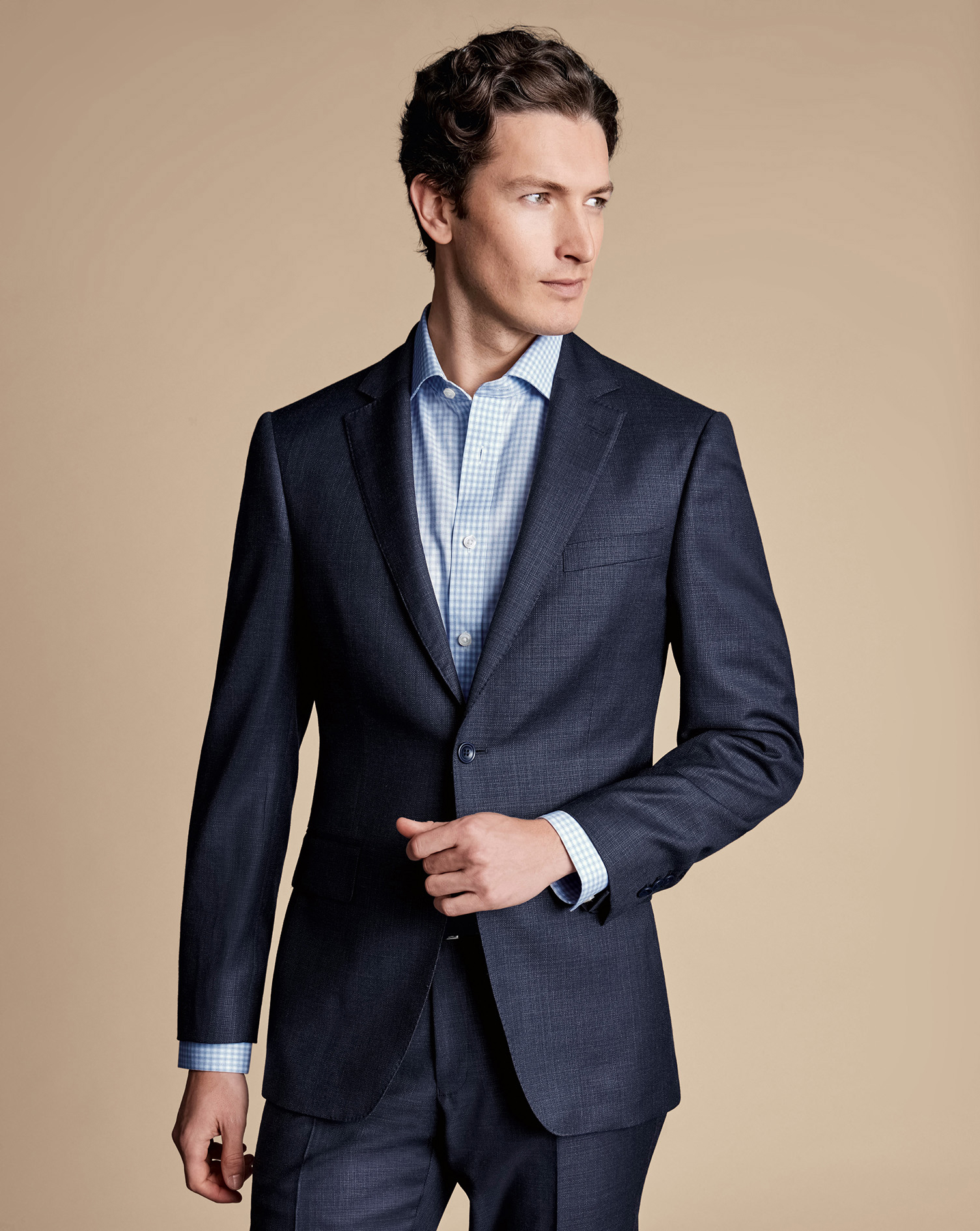 Men's Charles Tyrwhitt Italian Luxury Suit na Jacket - Denim Blue Size 36R Wool
