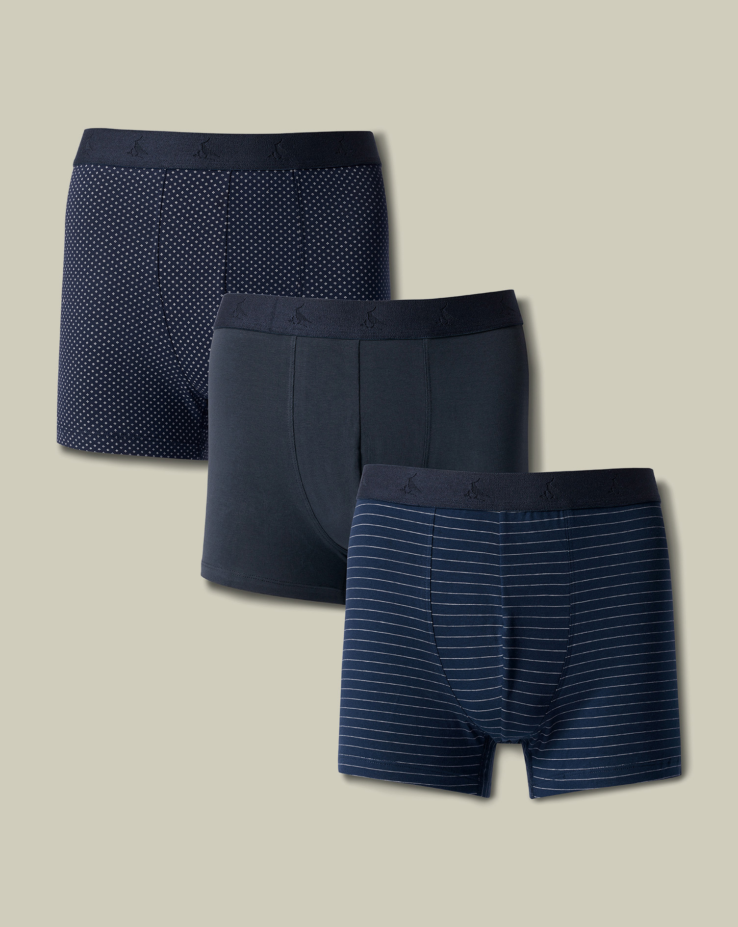 Men's 3 Pack Cotton Jersey Patterned Multipack Trunks - French Blue, XXL by Charles Tyrwhitt