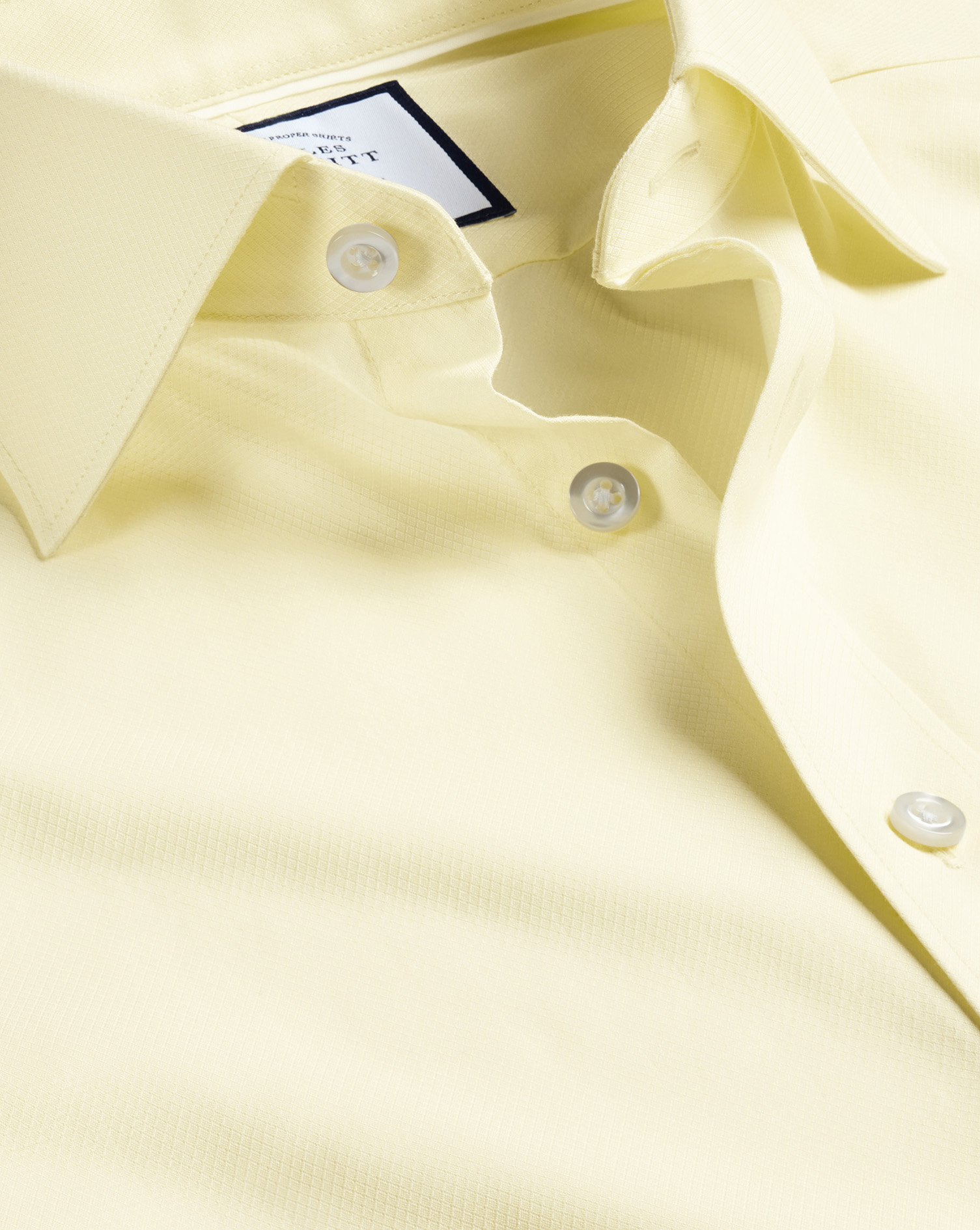Men's Charles Tyrwhitt Semi-Cutaway Collar Egyptian Berkshire Weave Dress Shirt - Lemon French Cuff 
