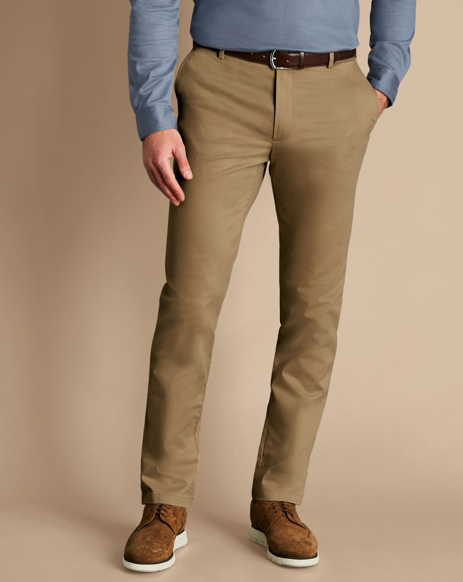 Charles Tyrwhitt Ultimate Non-iron Cotton Chino Pants In Neutral