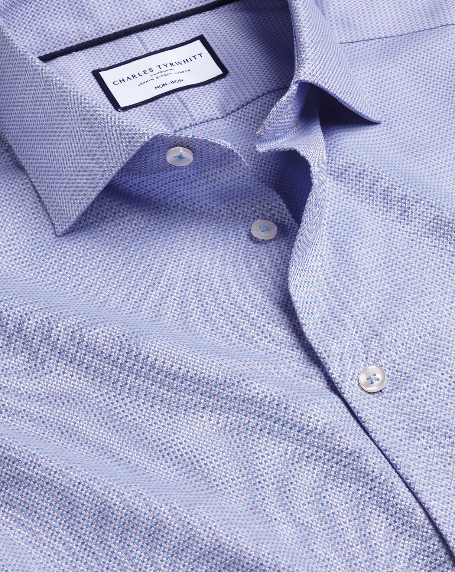Men's Charles Tyrwhitt Non-Iron Stretch Texture Square Dress Shirt - Lilac Purple Single Cuff Size 1