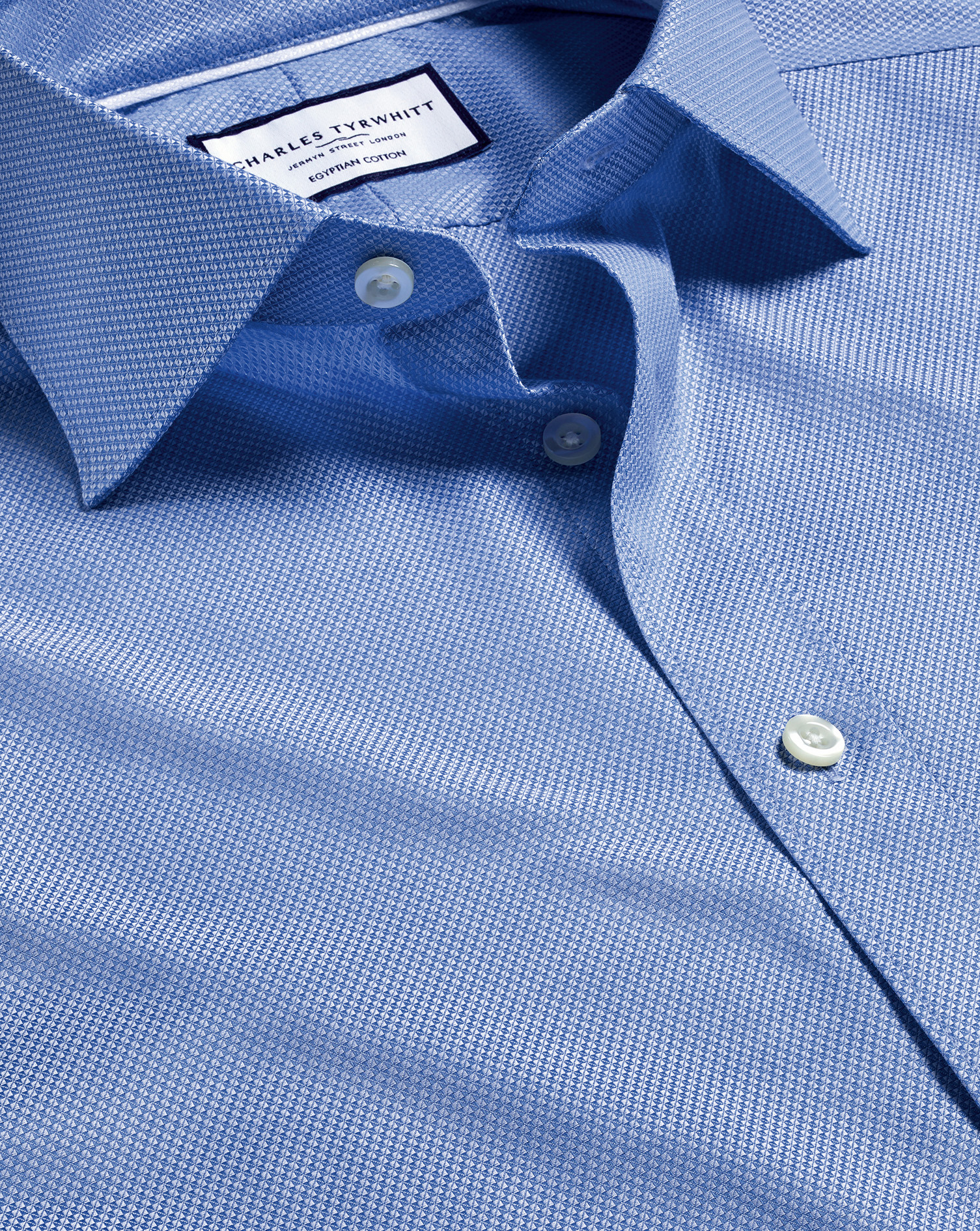 Men's Charles Tyrwhitt Semi-Cutaway Collar Egyptian Hudson Weave Dress Shirt - Cornflower Blue Singl