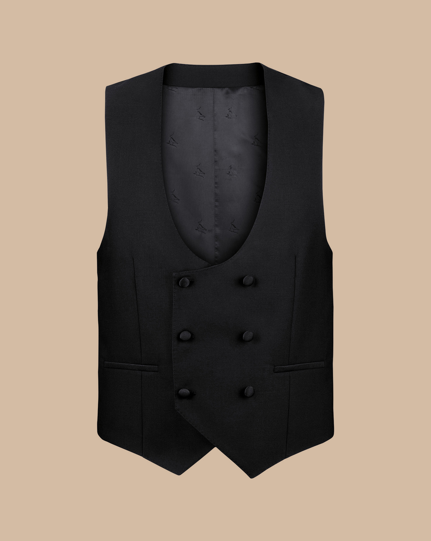 Charles Tyrwhitt Men's  Dinner Suit Double Breasted Waistcoat In Black