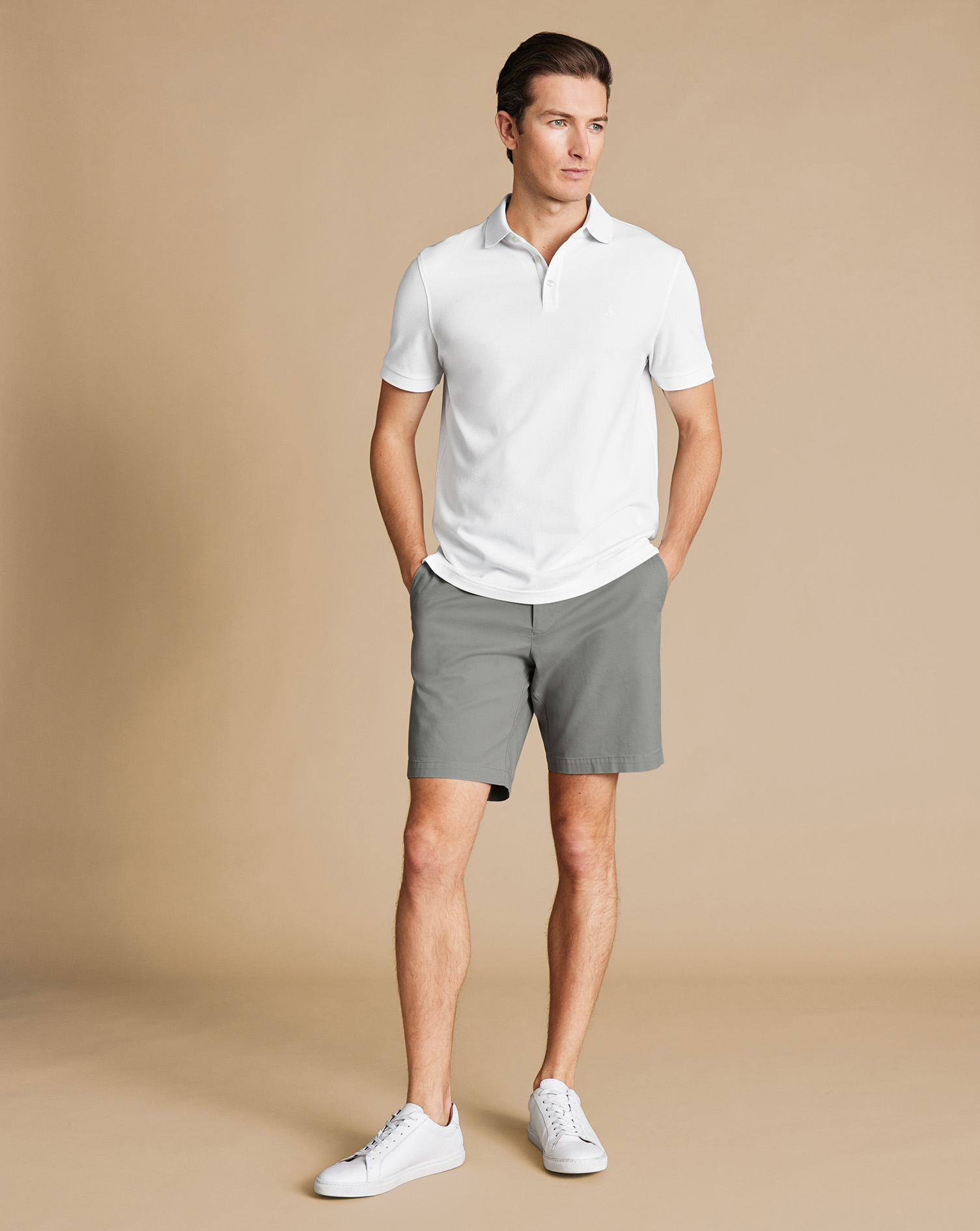 Men's Charles Tyrwhitt Short - Light Grey Size 44 Cotton
