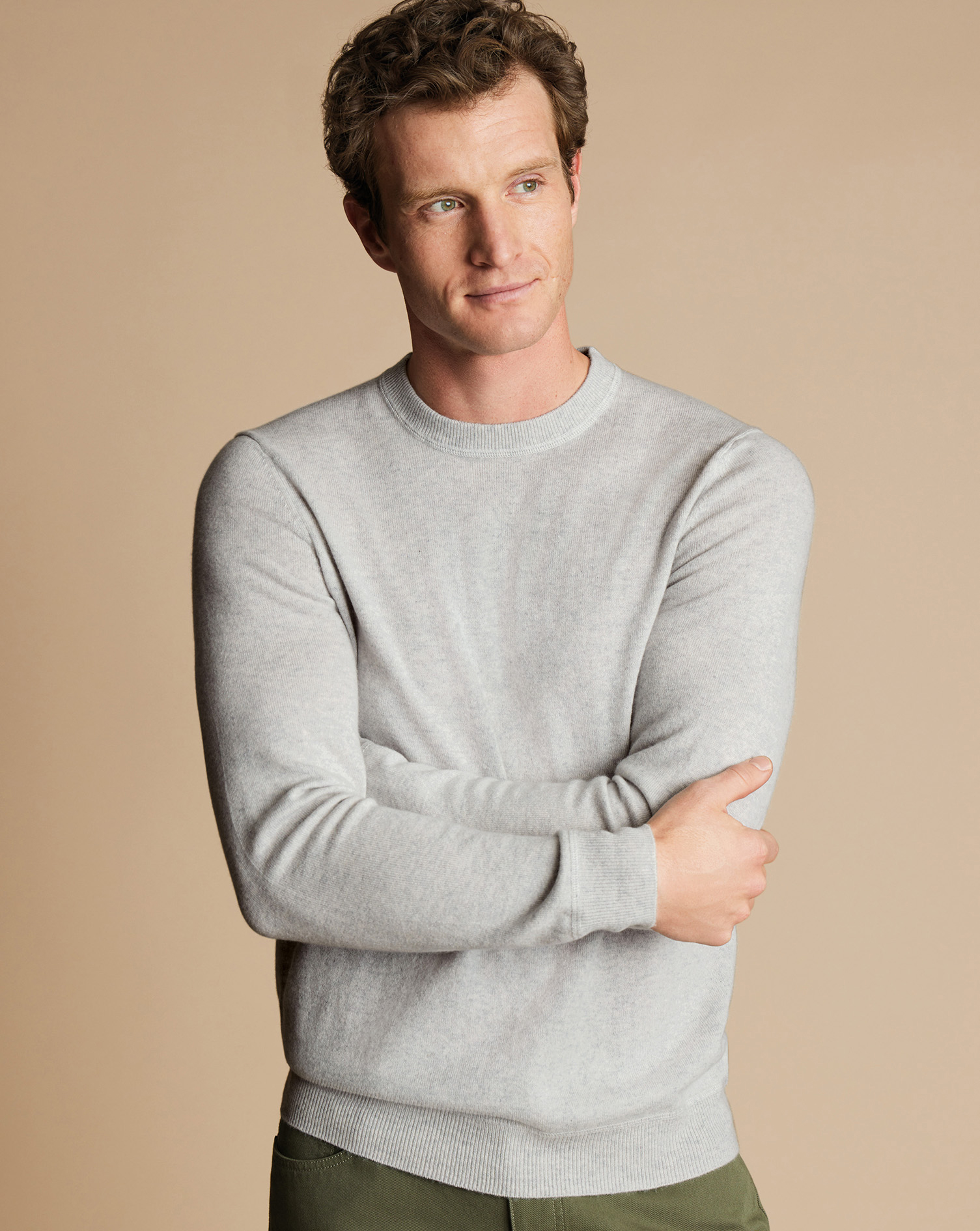 Men's Charles Tyrwhitt Crew Neck Sweater - Silver Grey Size Medium Merino Cashmere
