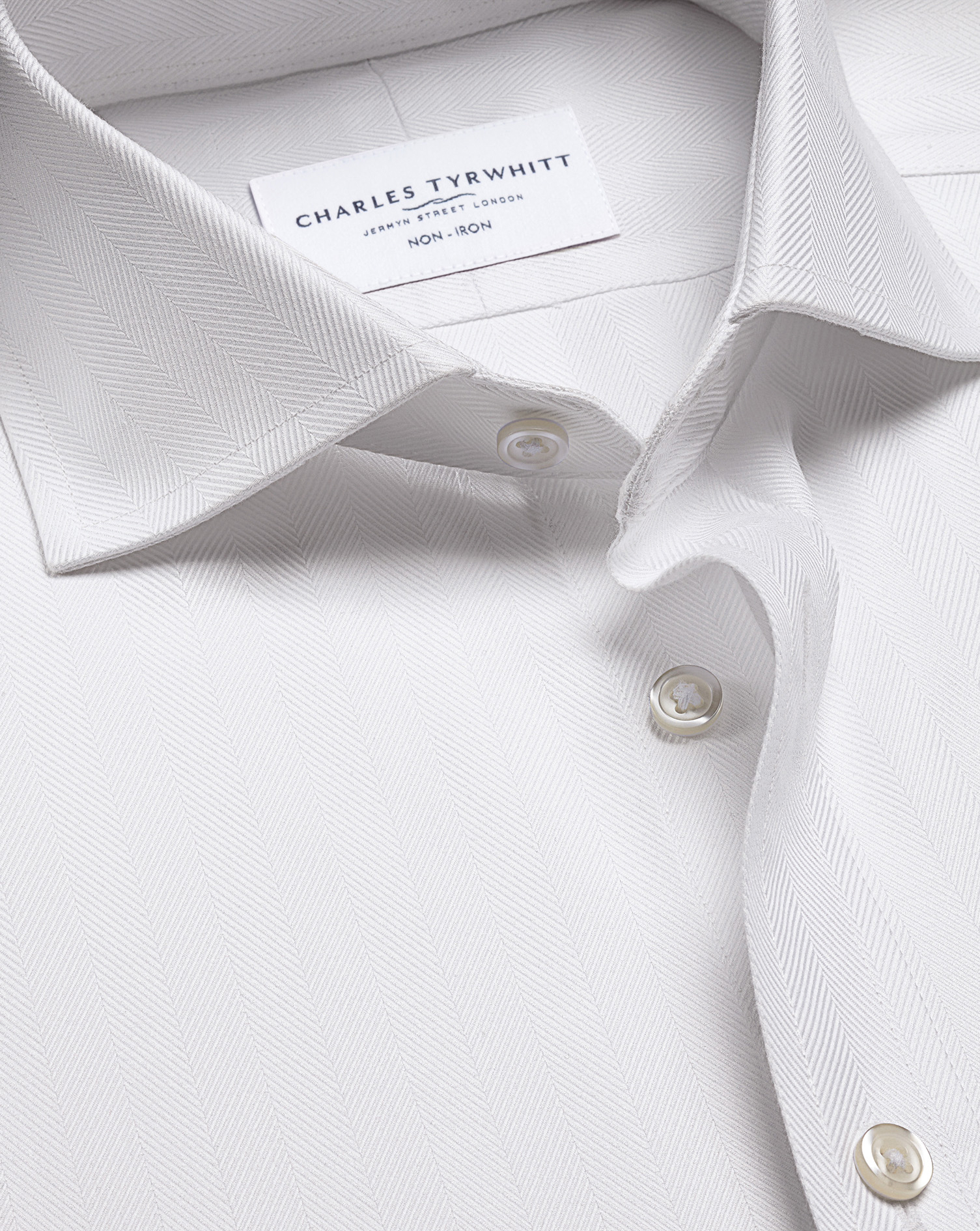 slim fit dress slacks The White Madison Fine Twill with Navy Buttons Custom Shirt main image 1
