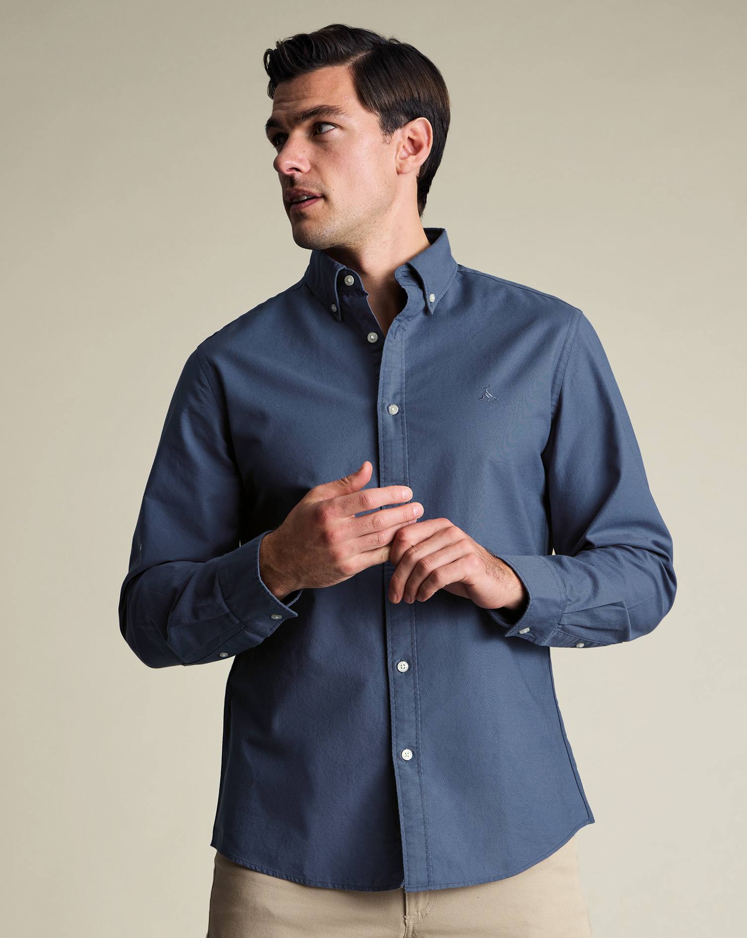 Charles Tyrwhitt Men's  Stretch Washed Oxford Shirt In Blue