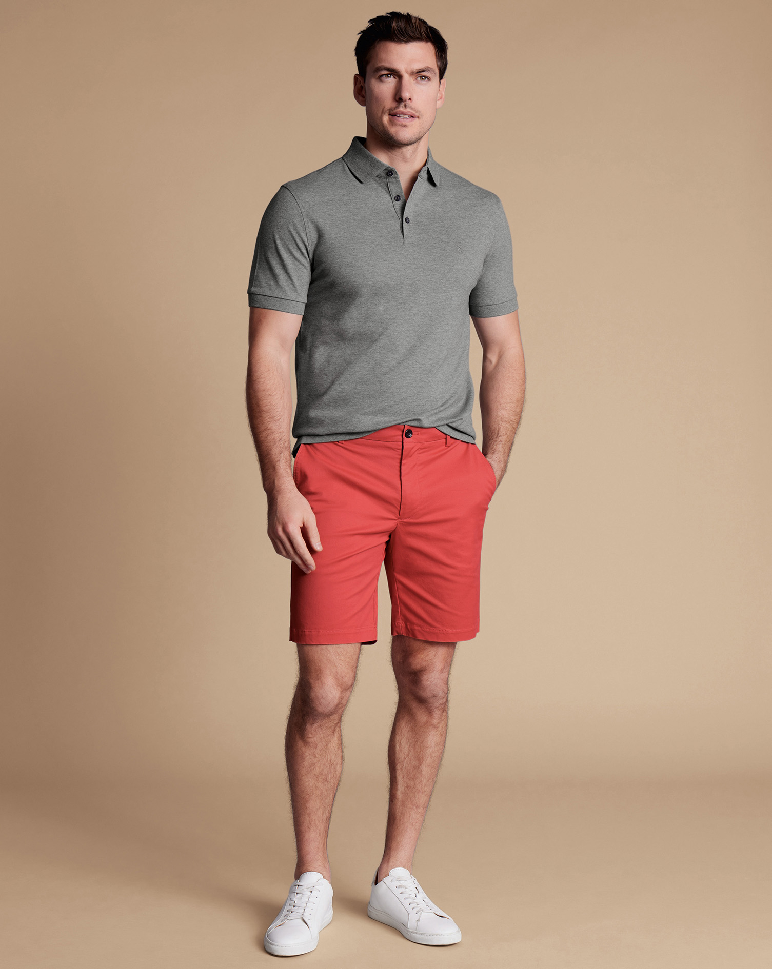 Men's Charles Tyrwhitt Shorts - Red Pink Size 42 Cotton
