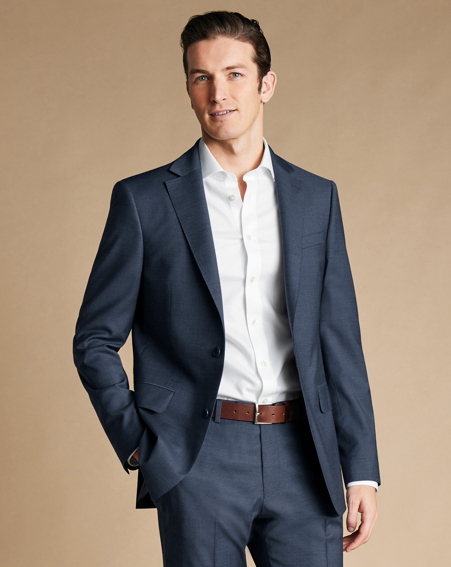 Men's Charles Tyrwhitt Italian Suit na Jacket - Heather Blue Size 38R Wool
