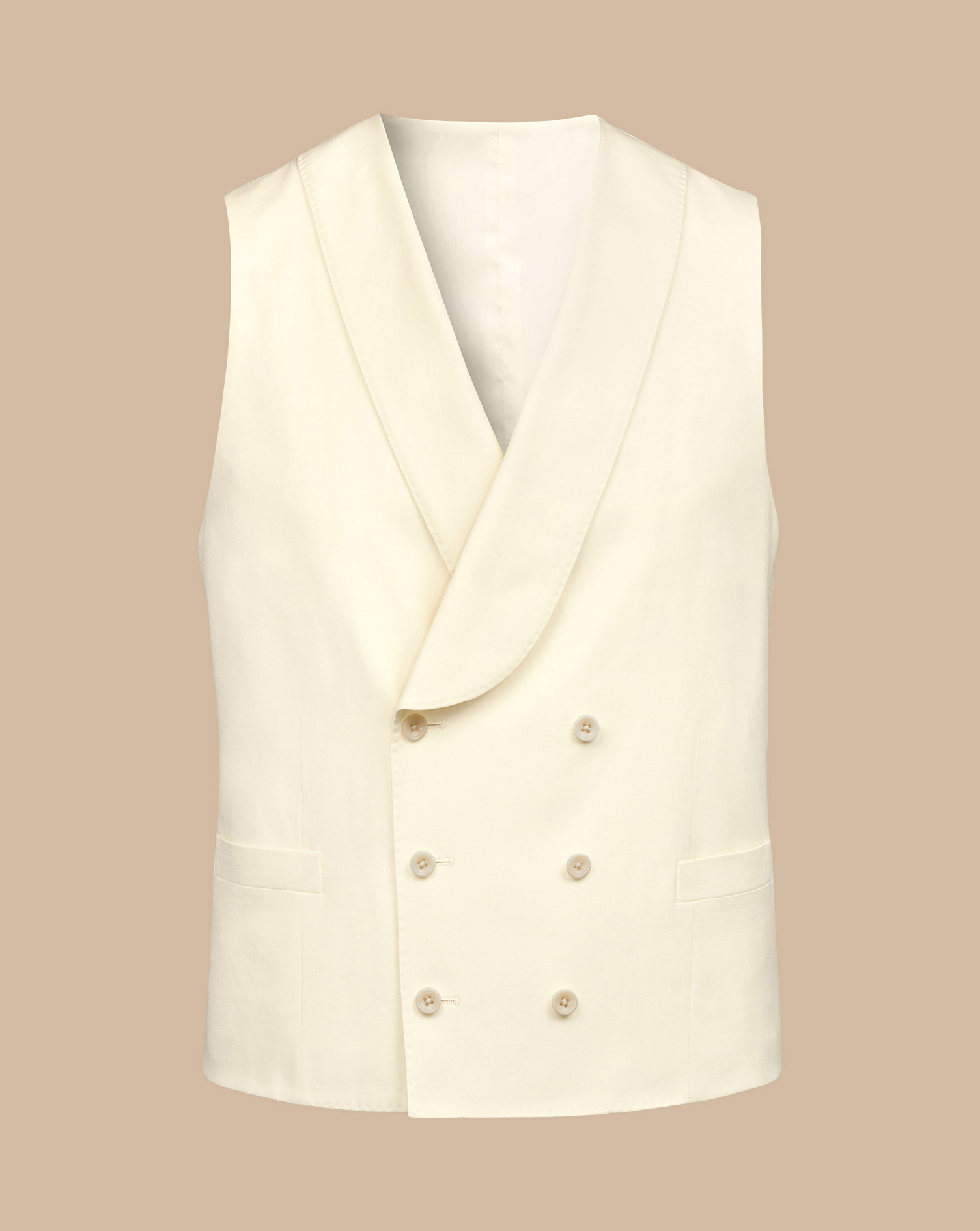 Men's Charles Tyrwhitt Morning Suit Waistcoat - Cream Neutral Size w38 Wool
